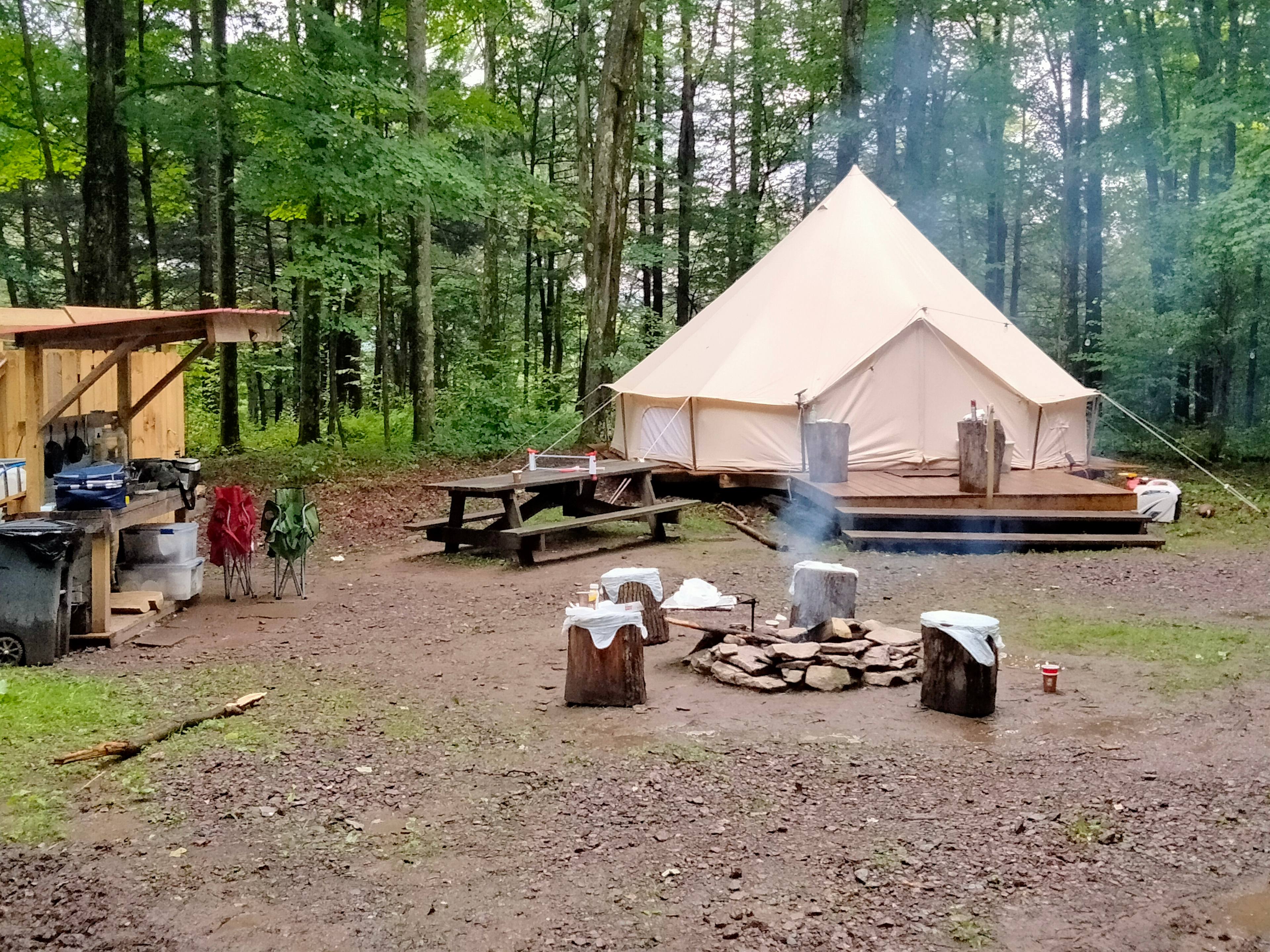 Wide view of campsite.