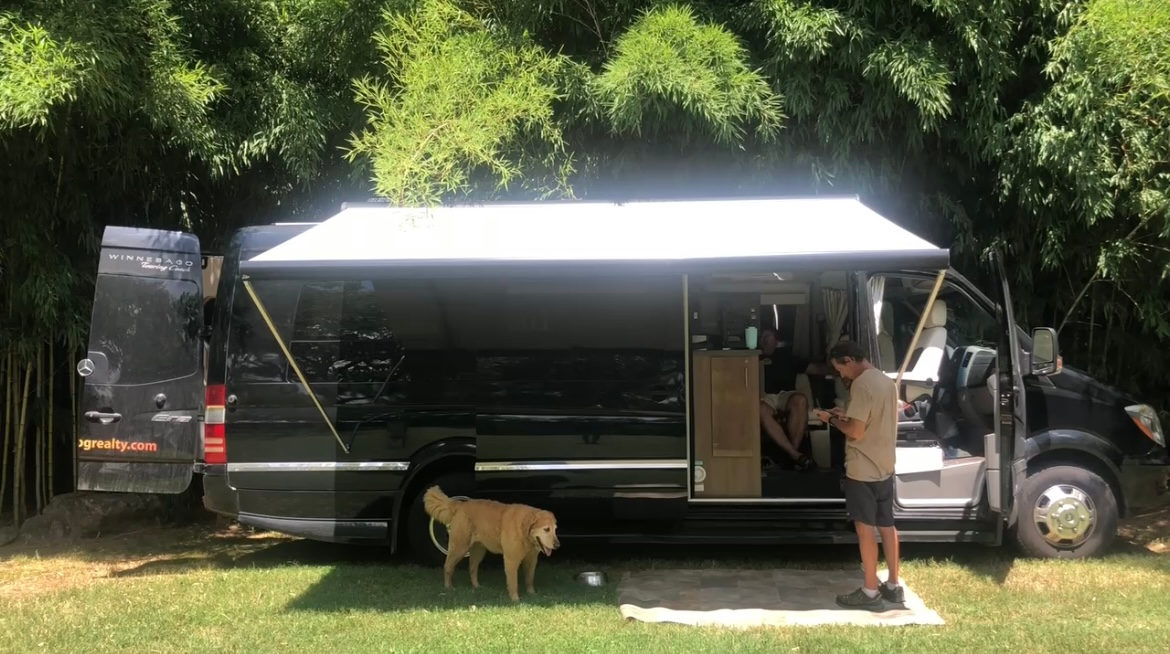 Bamboo vehicle location, with water and electricity hookup behind you and hundreds of acres in front of you