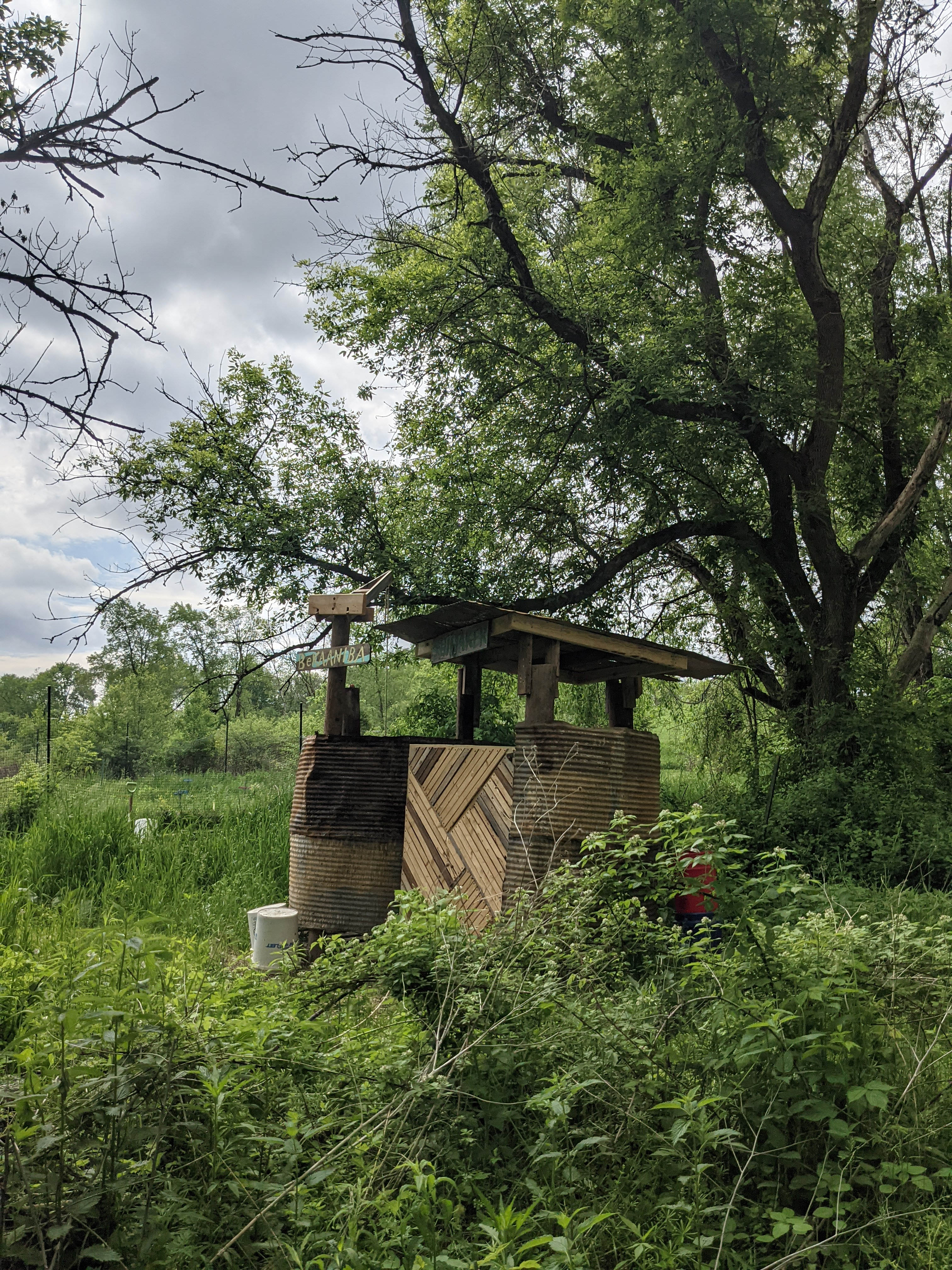 dry toilet and solar shower