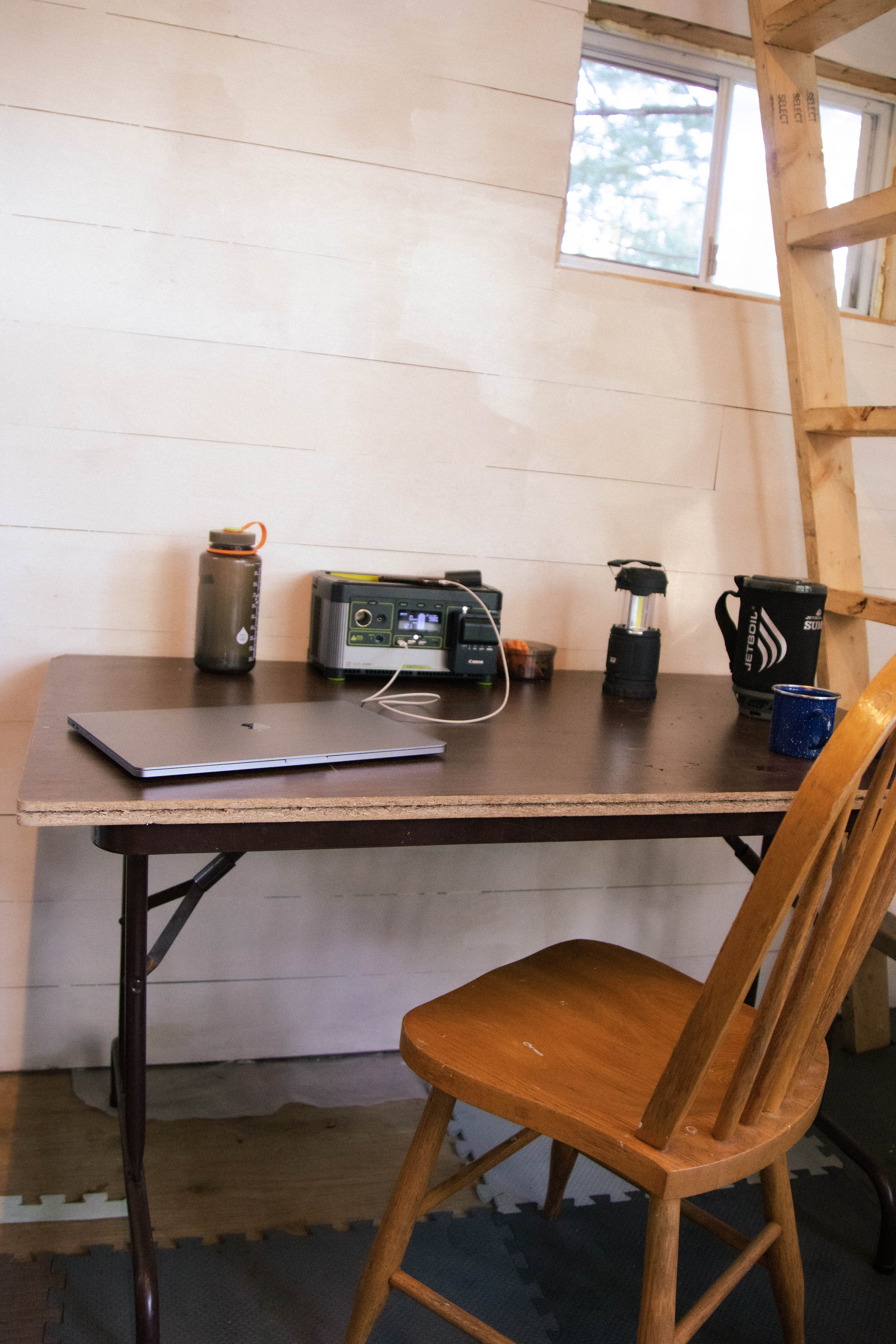 A desk! For those who try to work on the road you know that it's not often thought about to add a table or desk space in a sleeping area, but for me this was a delight!