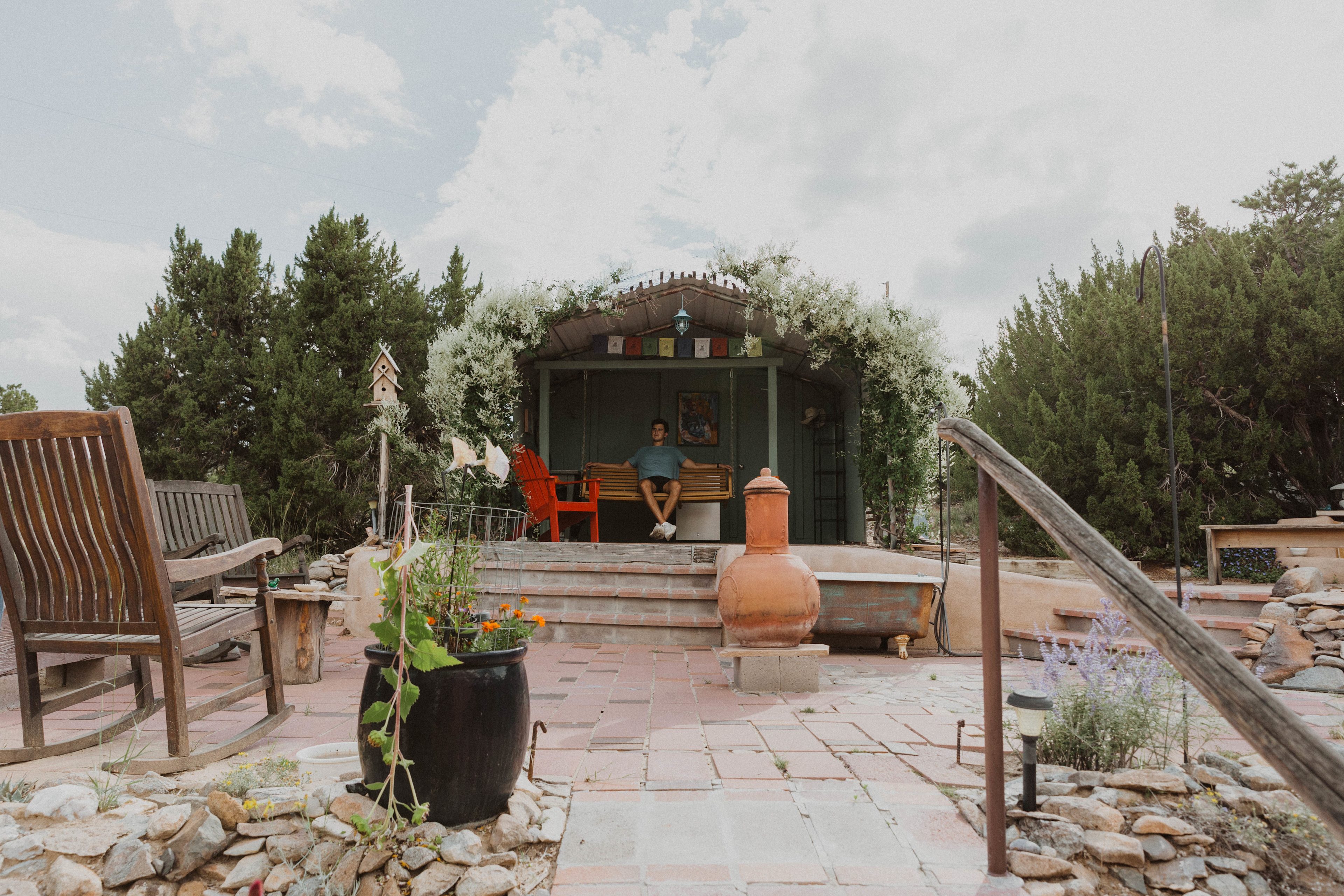 The porch swing, where you can watch the sunrise or simply swing in the shade. 