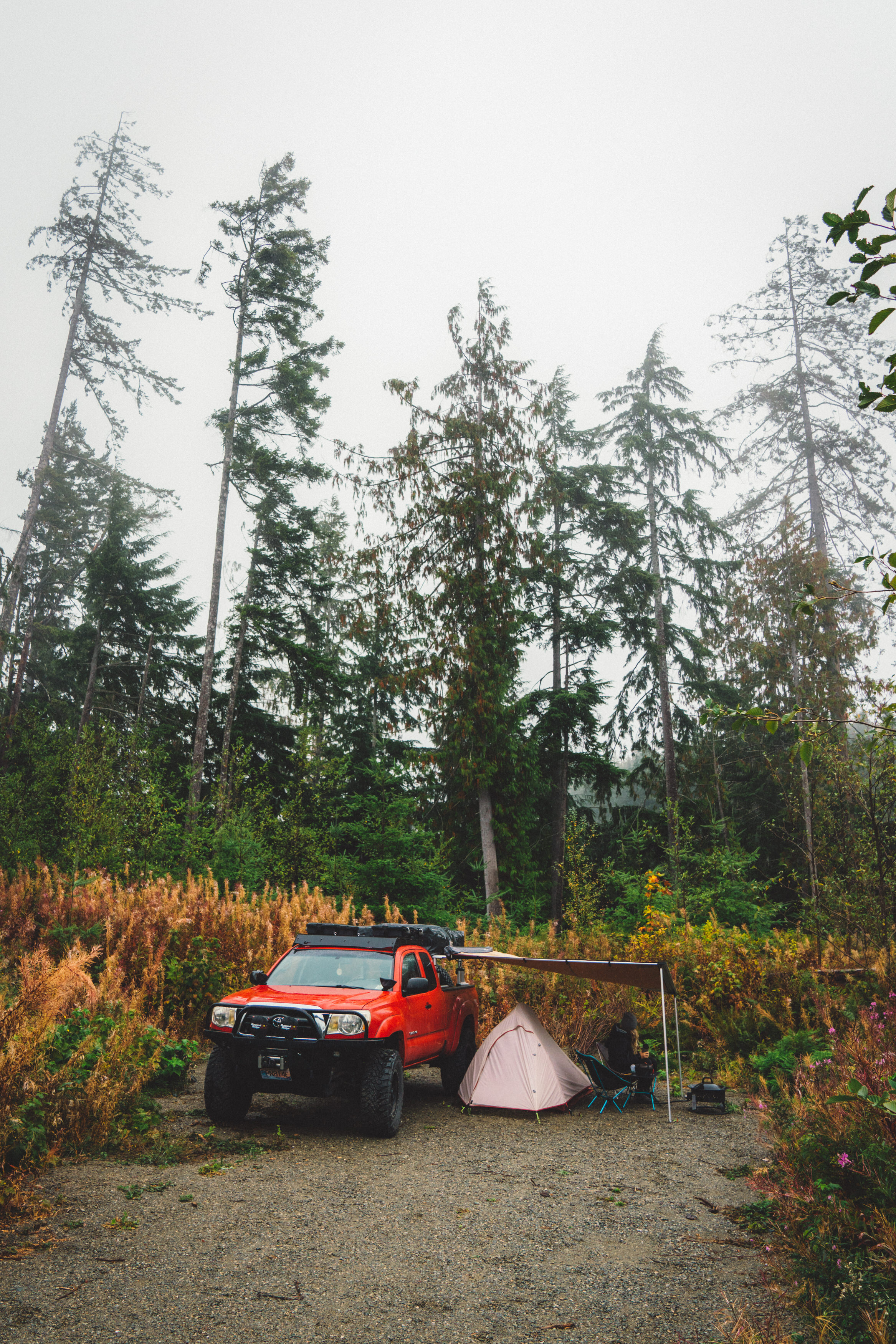 Our set up in the rain.