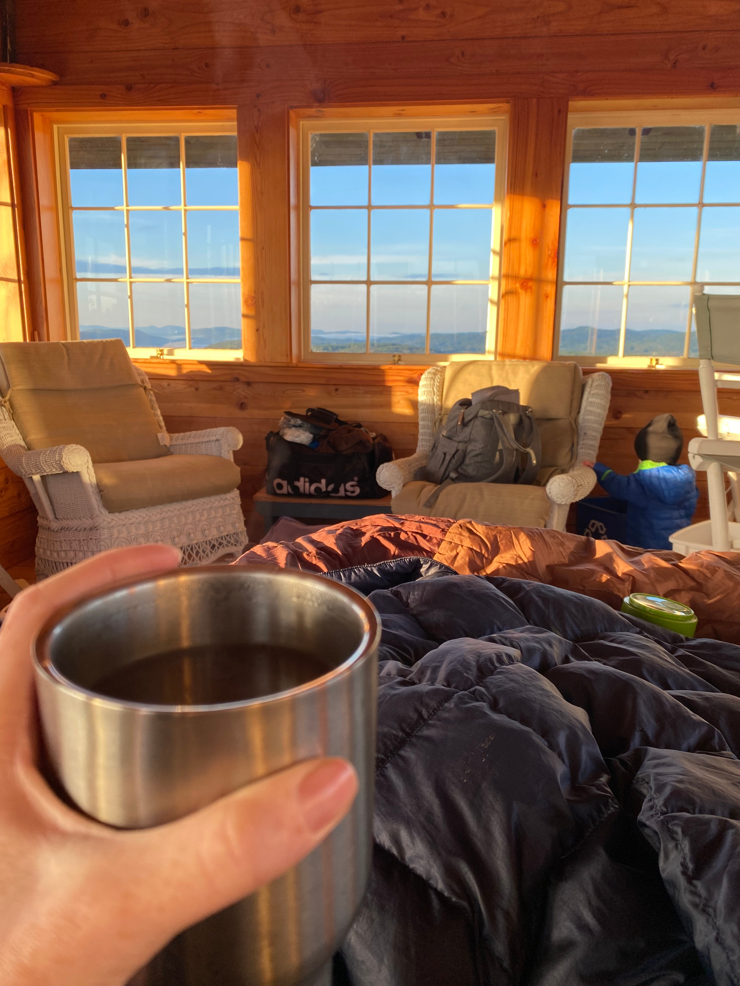 So cool to watch the sunrise on one side of the cabin and the sunset on the other 