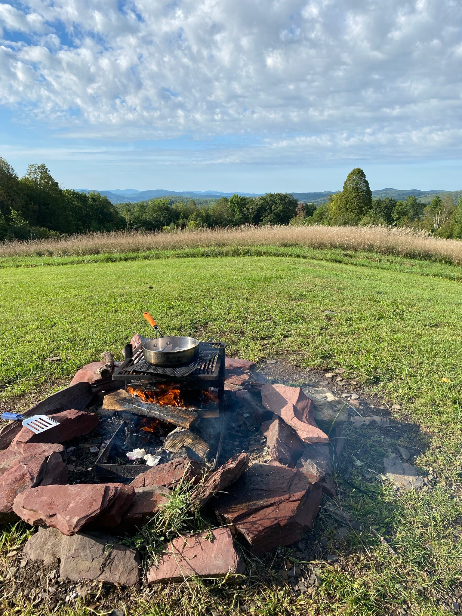 Fire pit in front of the cabin had such a great view 