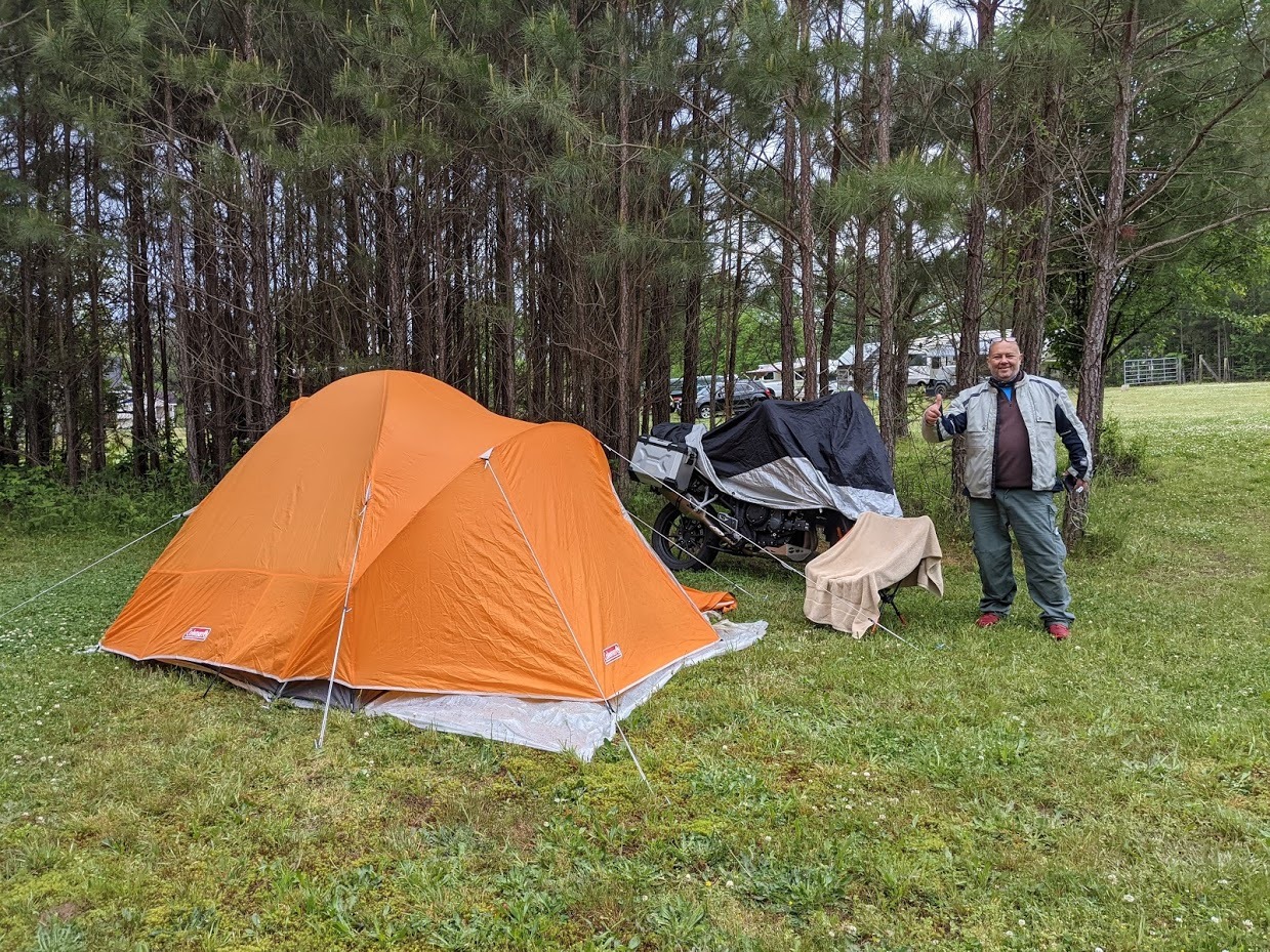 Moto camper on primitive site.