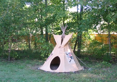 kid-size play tipi in tipi village