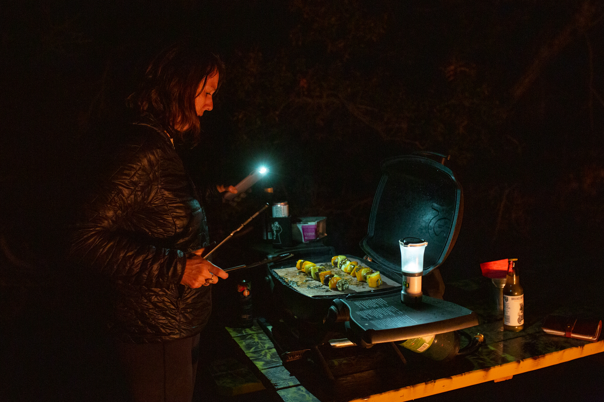 We grilled food on the picnic table and got to look at the stars.