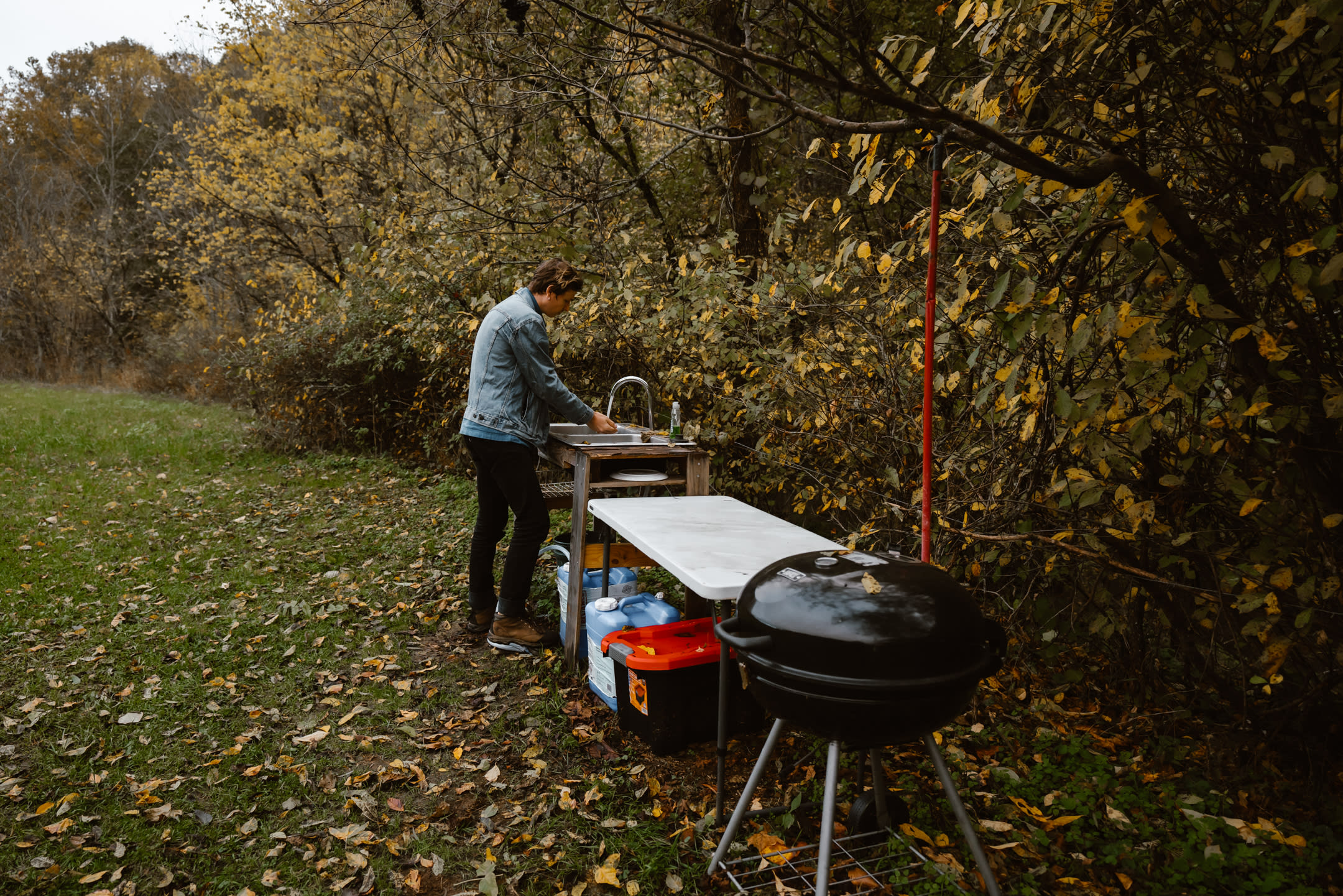 Campsite comes with a sink, grill, and table already set up when you arrive!