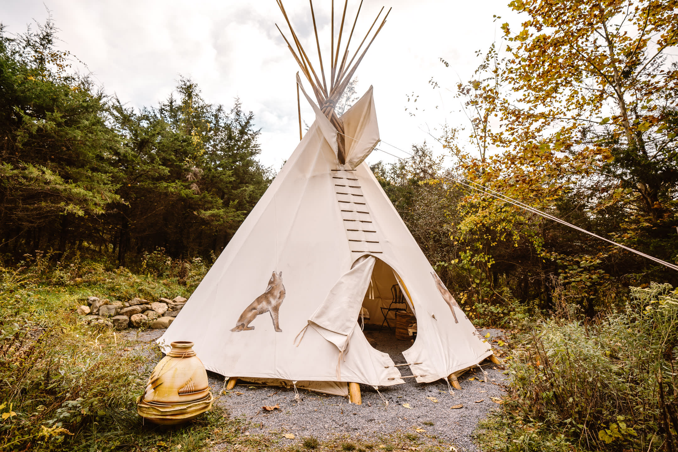 Even after a few days of rain the tipi was warm and dry inside.