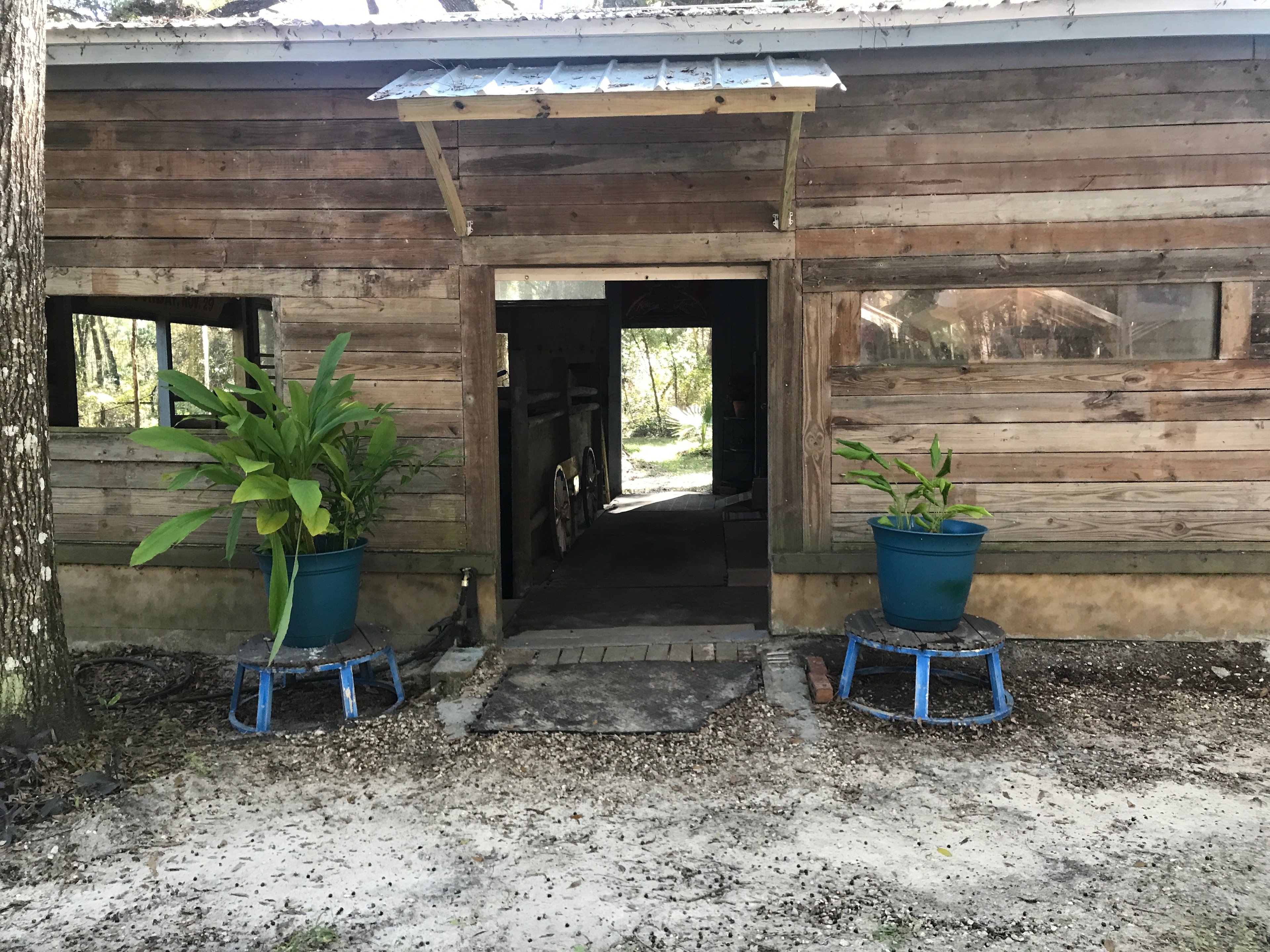Entry to bathroom, shower and theater space.