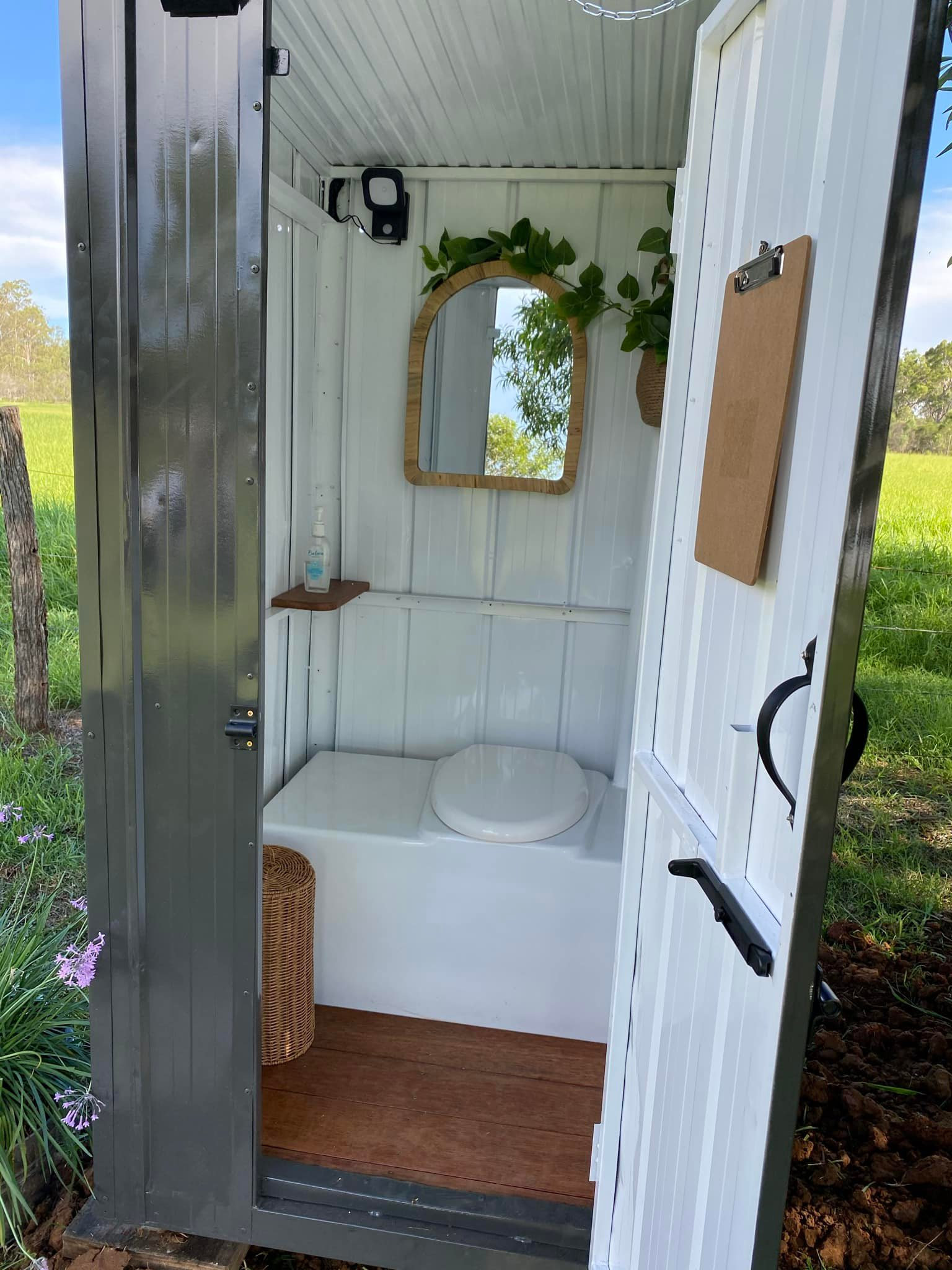 Our beautiful Loo with a view. Basic Long drop with solar lights. 