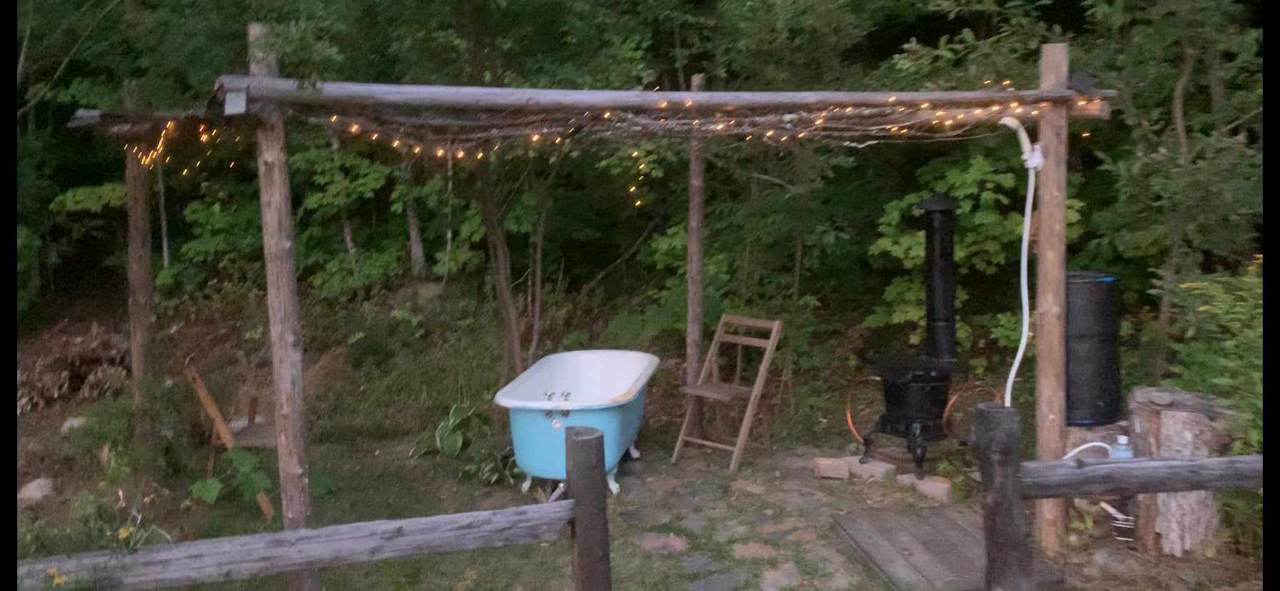 Outdoor Wood Fired Shower and Bathtub
