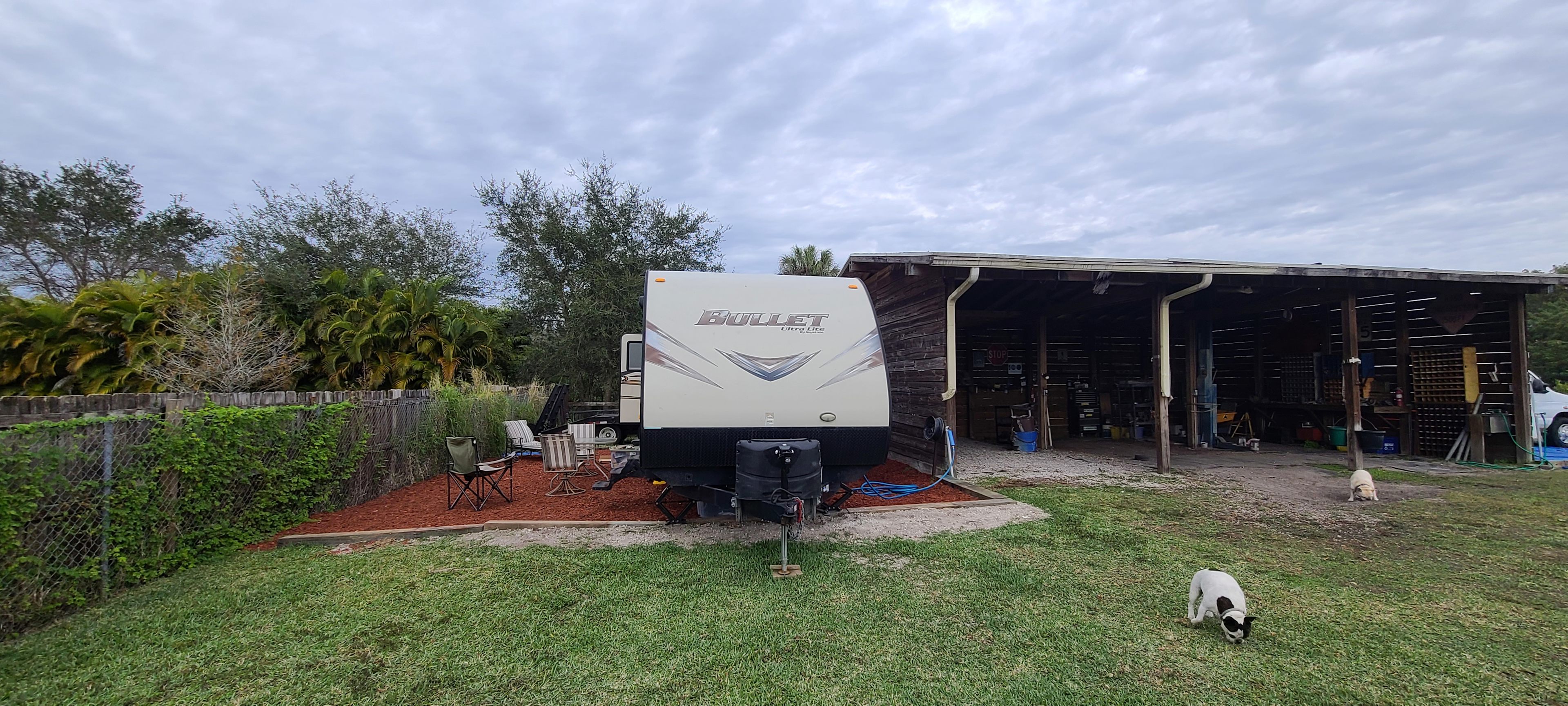 The campsite (our trailer was a 30 feet travel trailer)