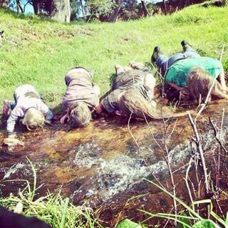 Kids washing their hair