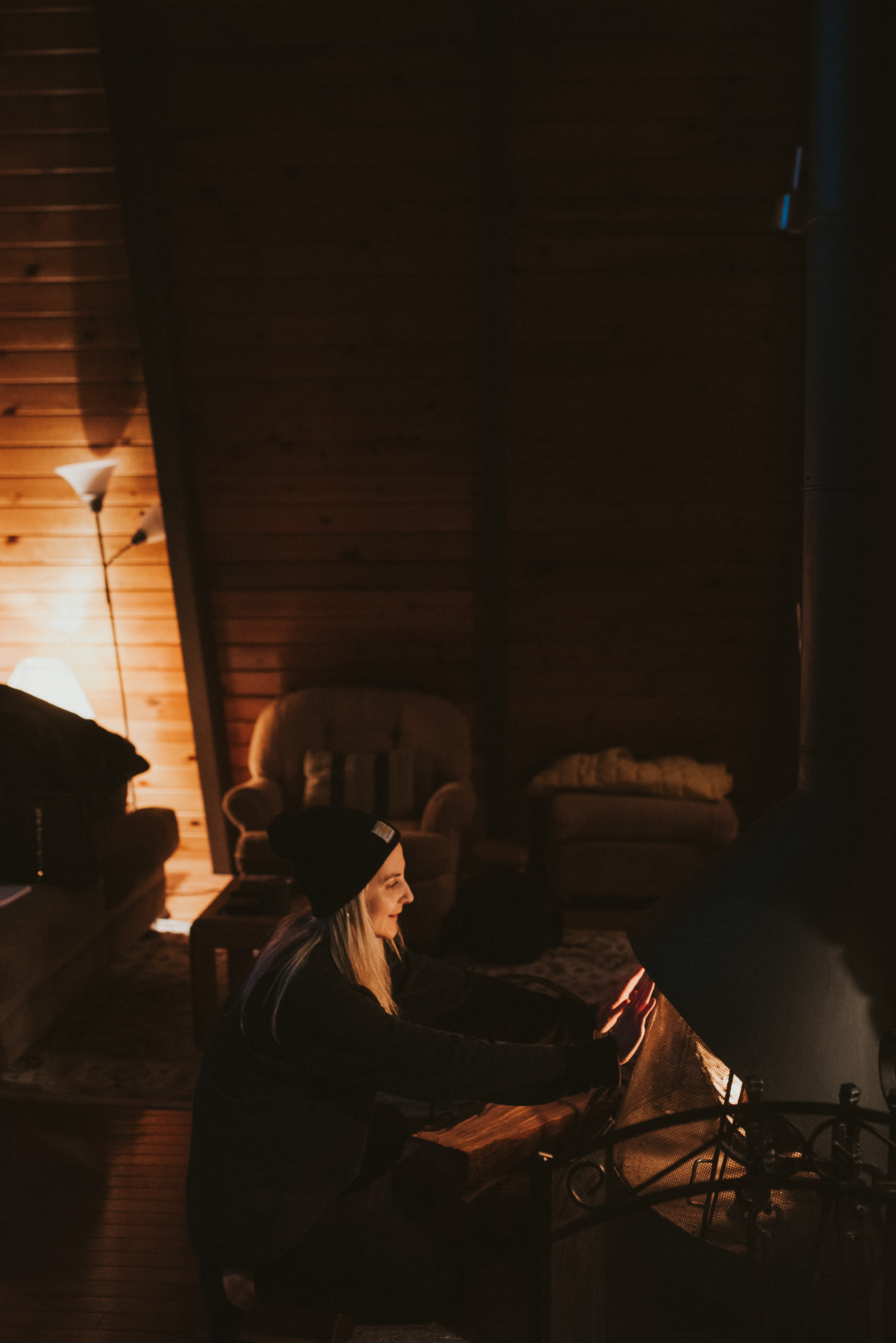 Warming up by the fire :)