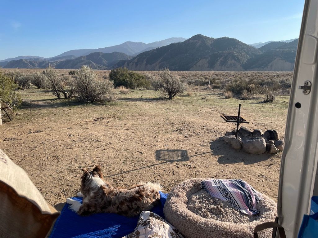 View from my van, fire pit, great view.