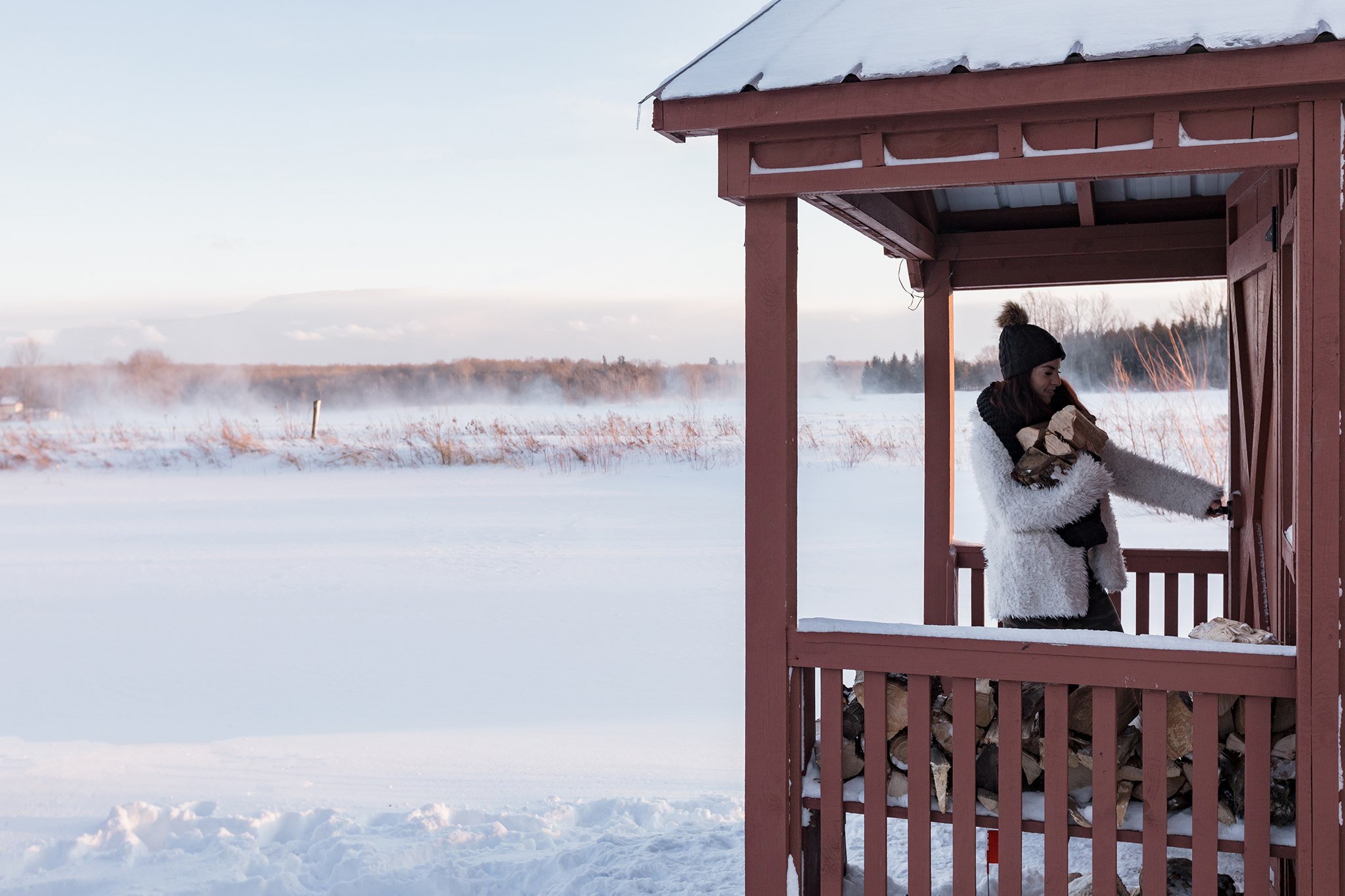 The host's provide plenty of firewood to keep the wood stove going. 