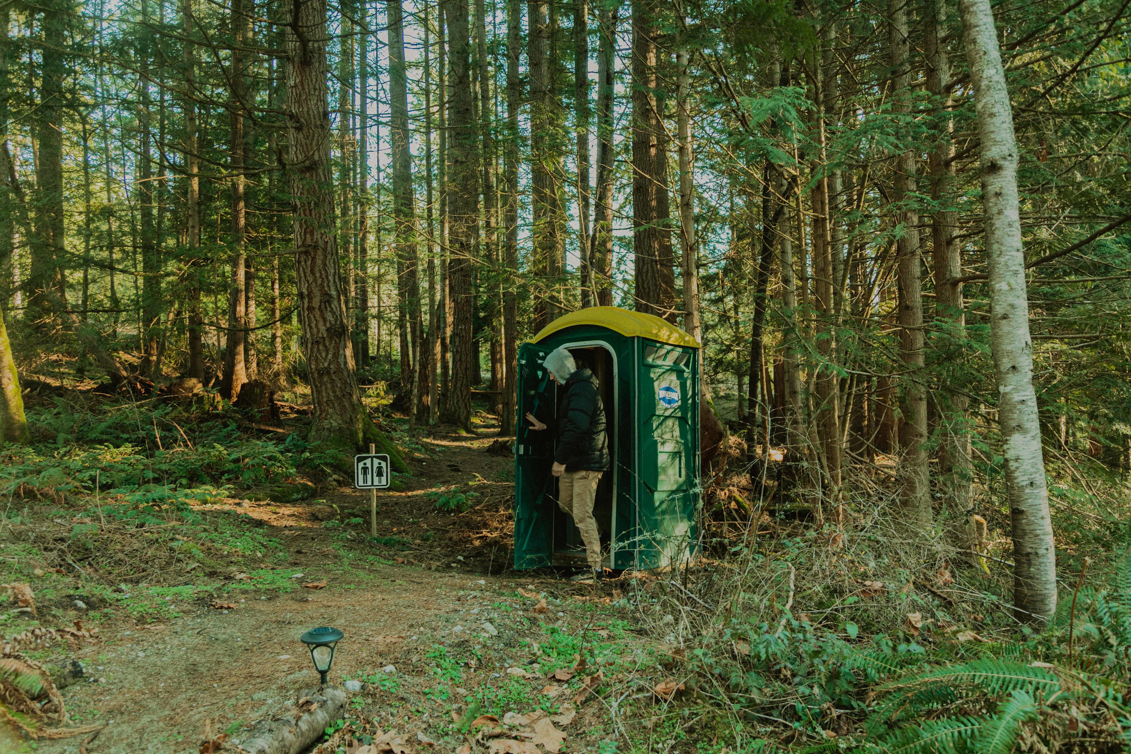 Clean portapotty! Close, but far enough away for some privacy. 