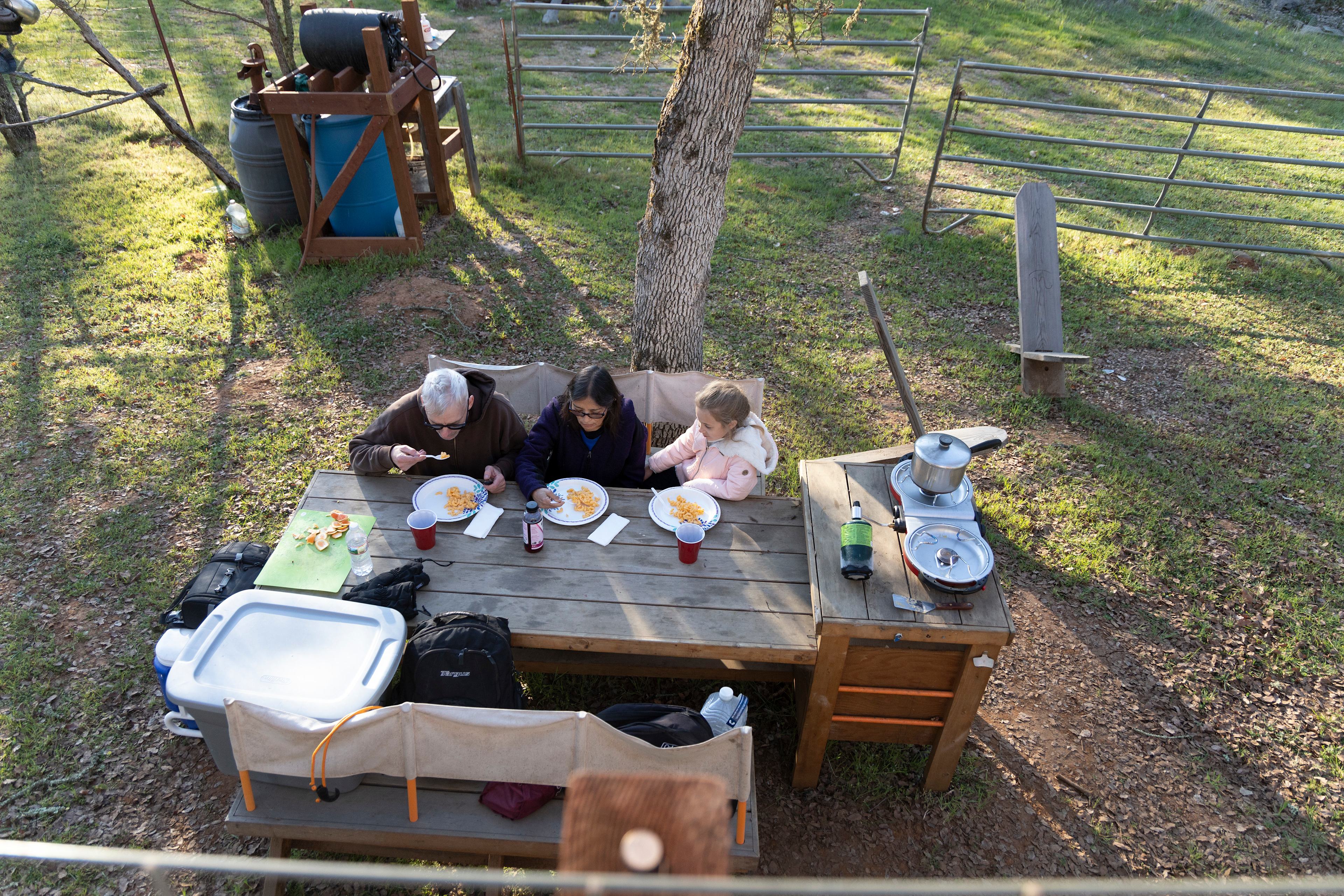 Bird's eye view of picnic table