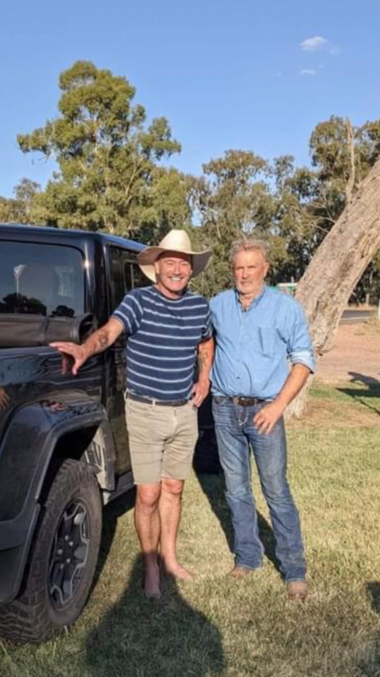 The Blue wiggle, Anthony, visiting Ben Hall Creek Camp!