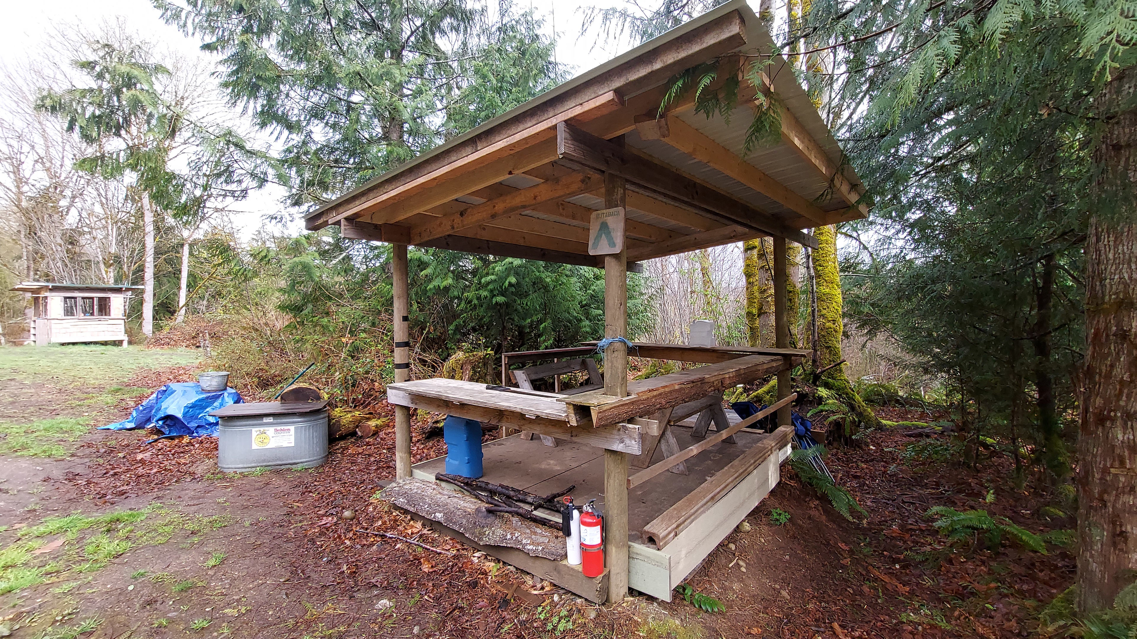 Newly roofed shelter by Firepit 