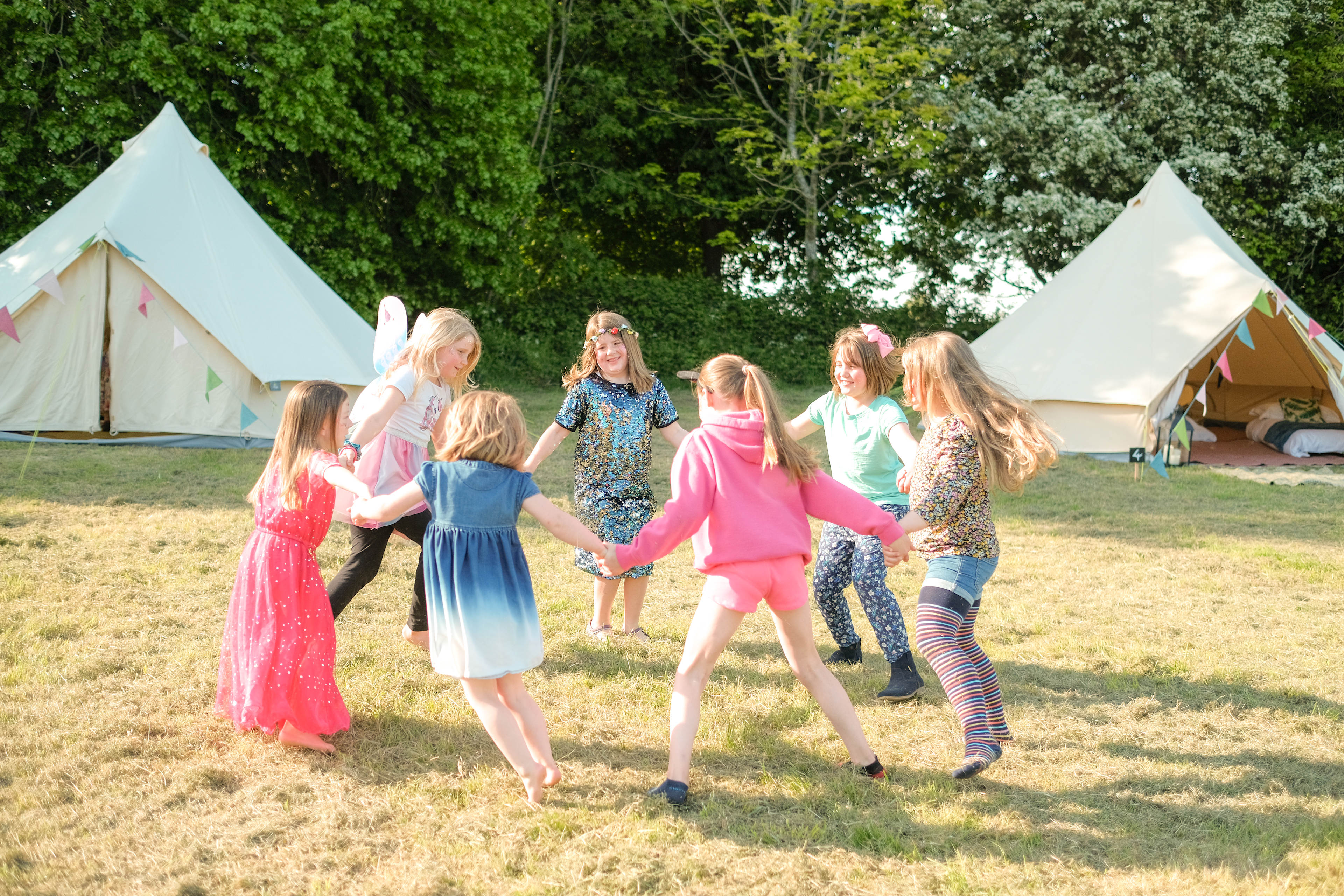 Children running free and making friends