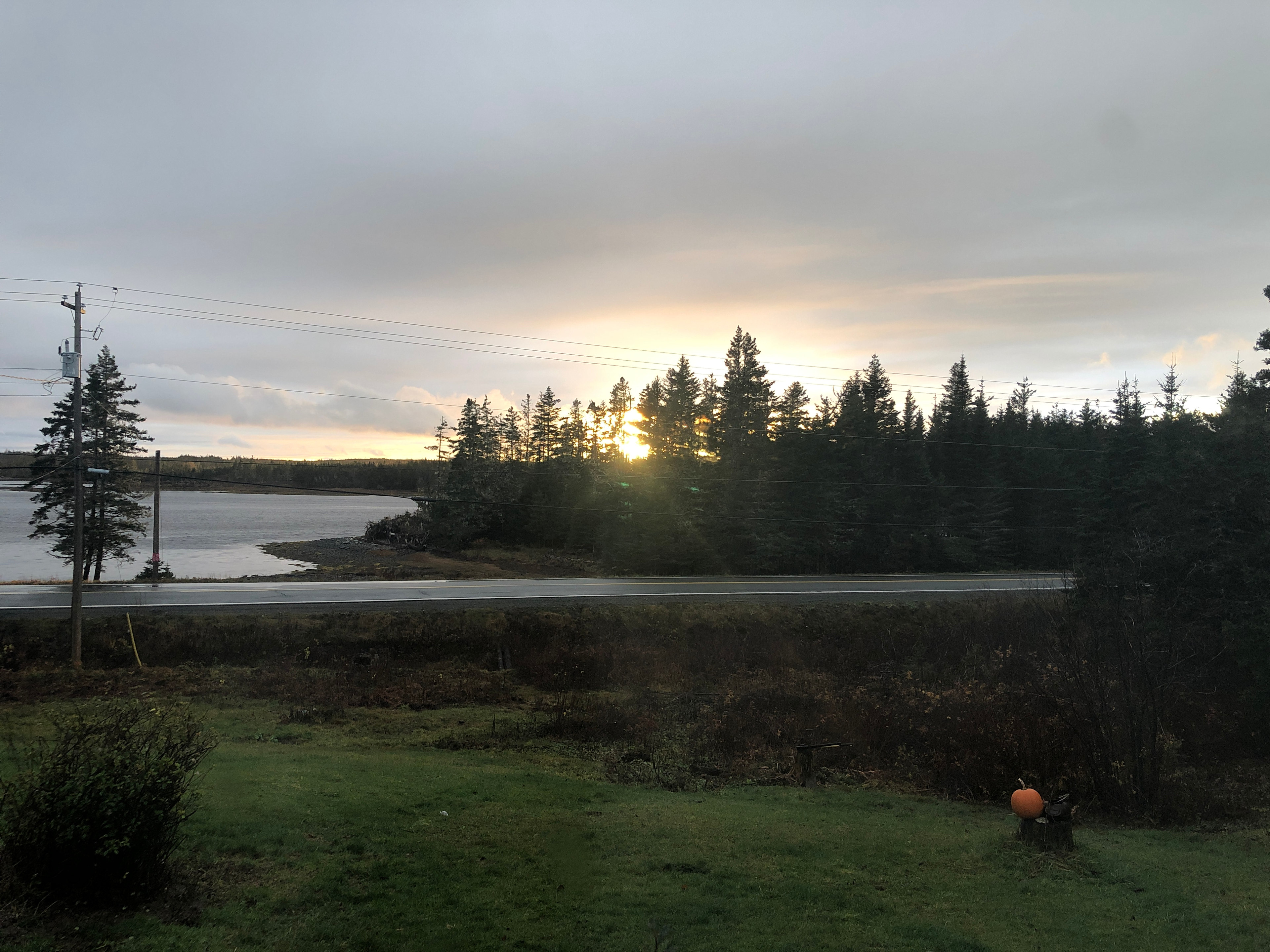 Looking from the house across the road to the waterfront camp sites. 