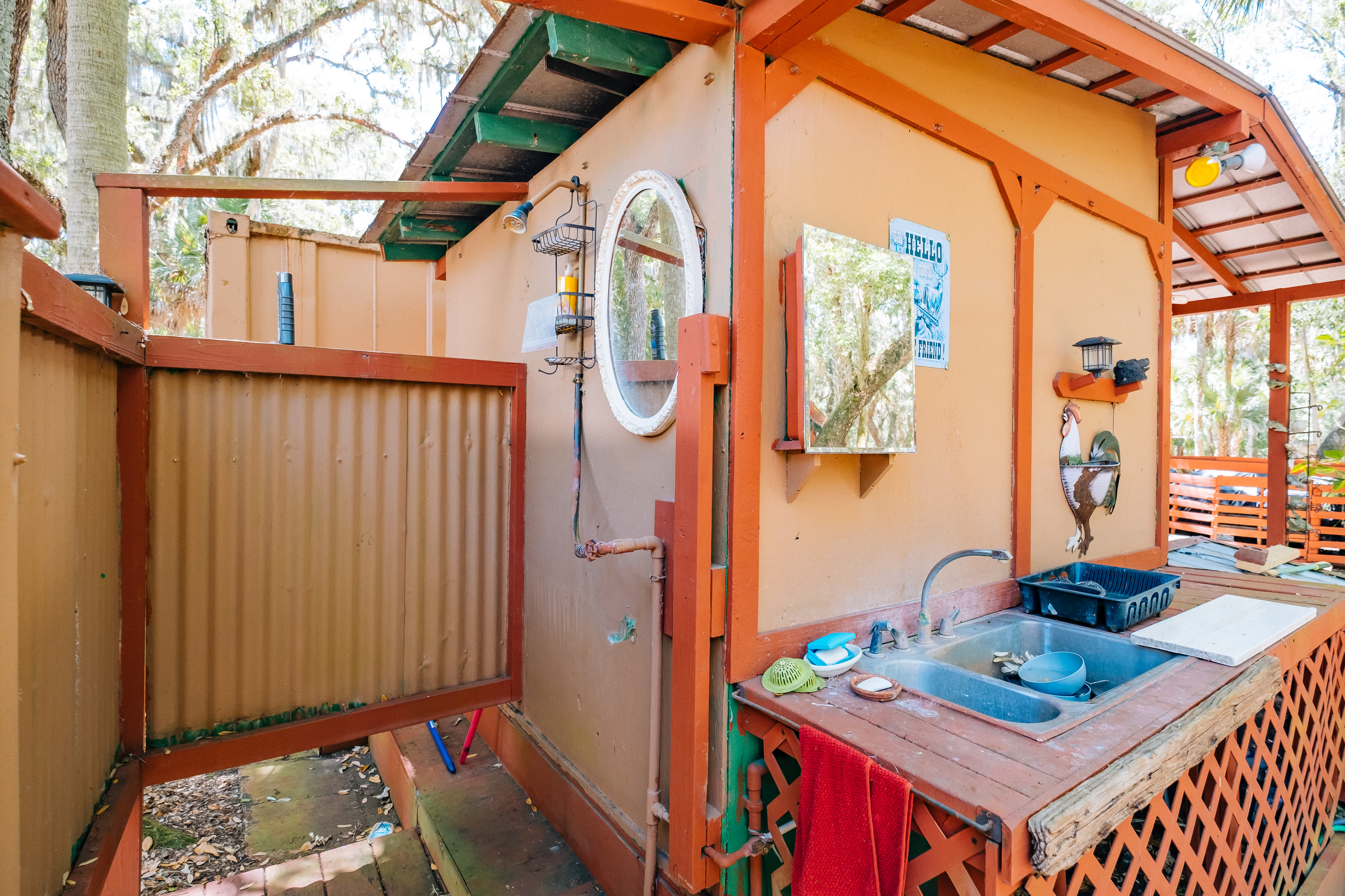 Outdoor shower and sink