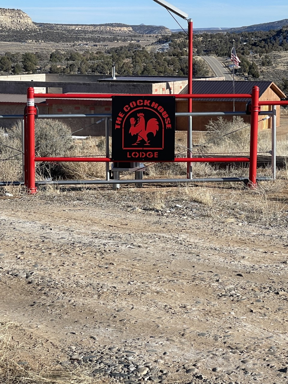Gated entrance with solar keypad.