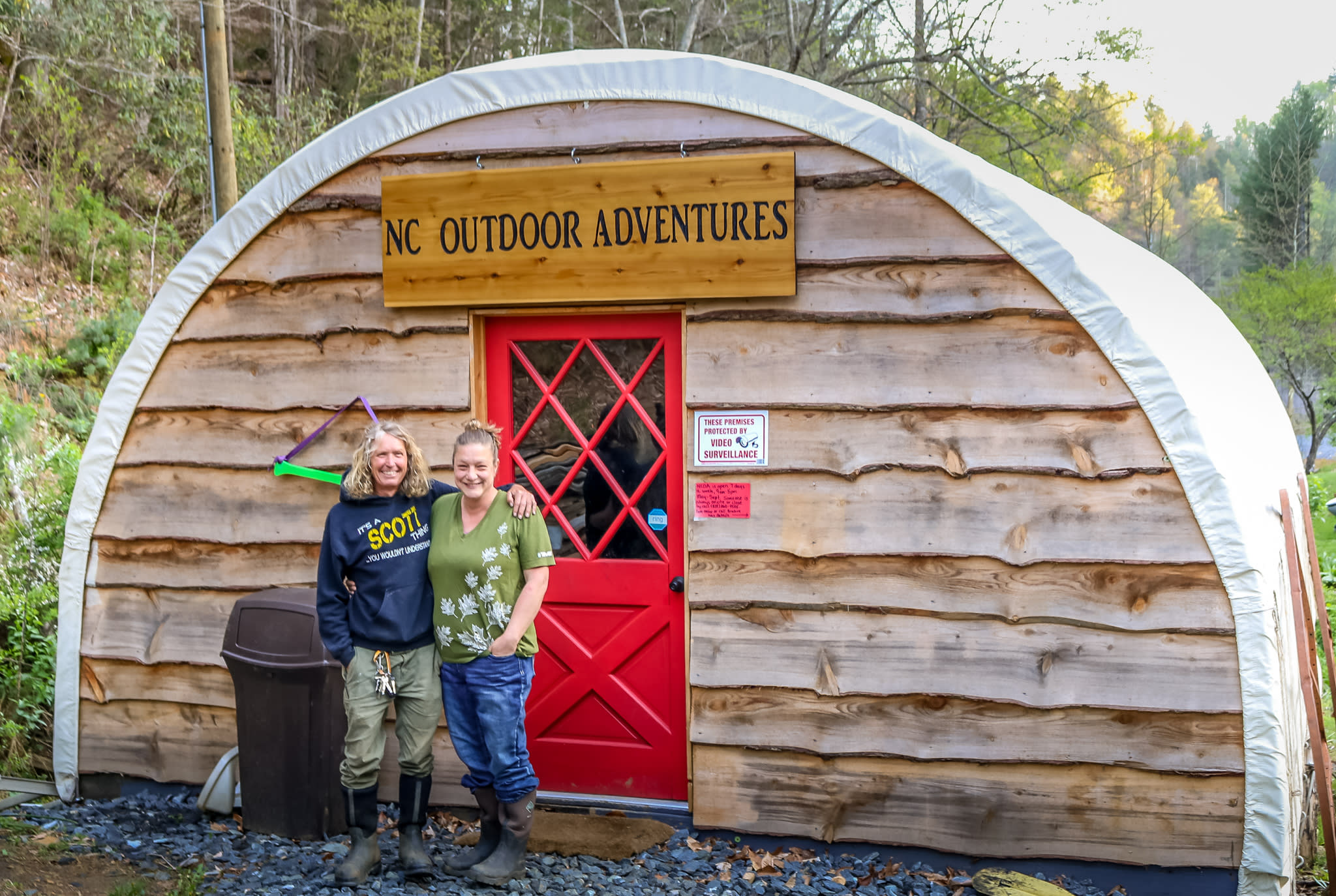 Christy and Scott at the Adventure Center entrance. Love what they did to this property!