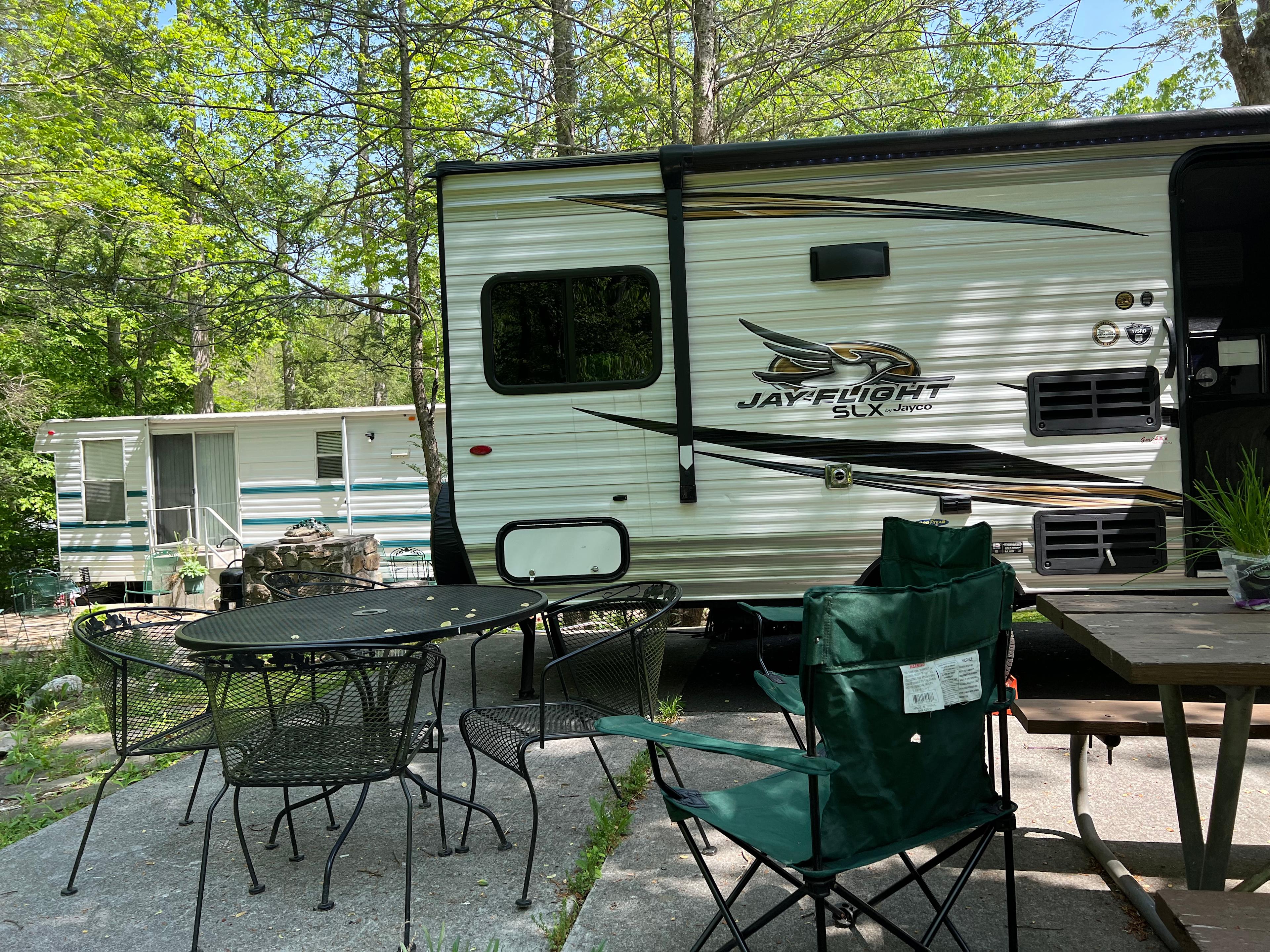 Our RV with picnic table