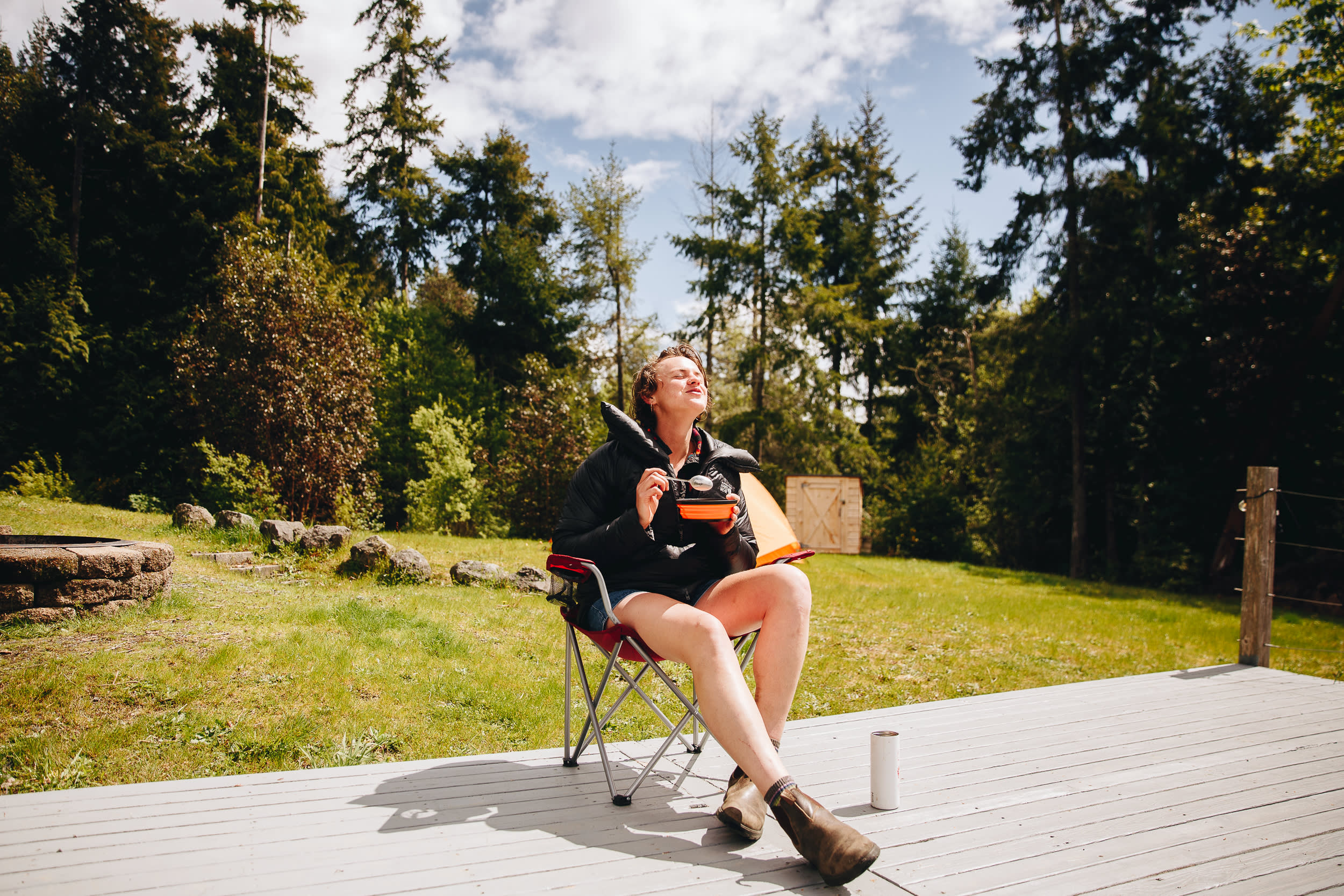 Soaking up some rare rays in the morning