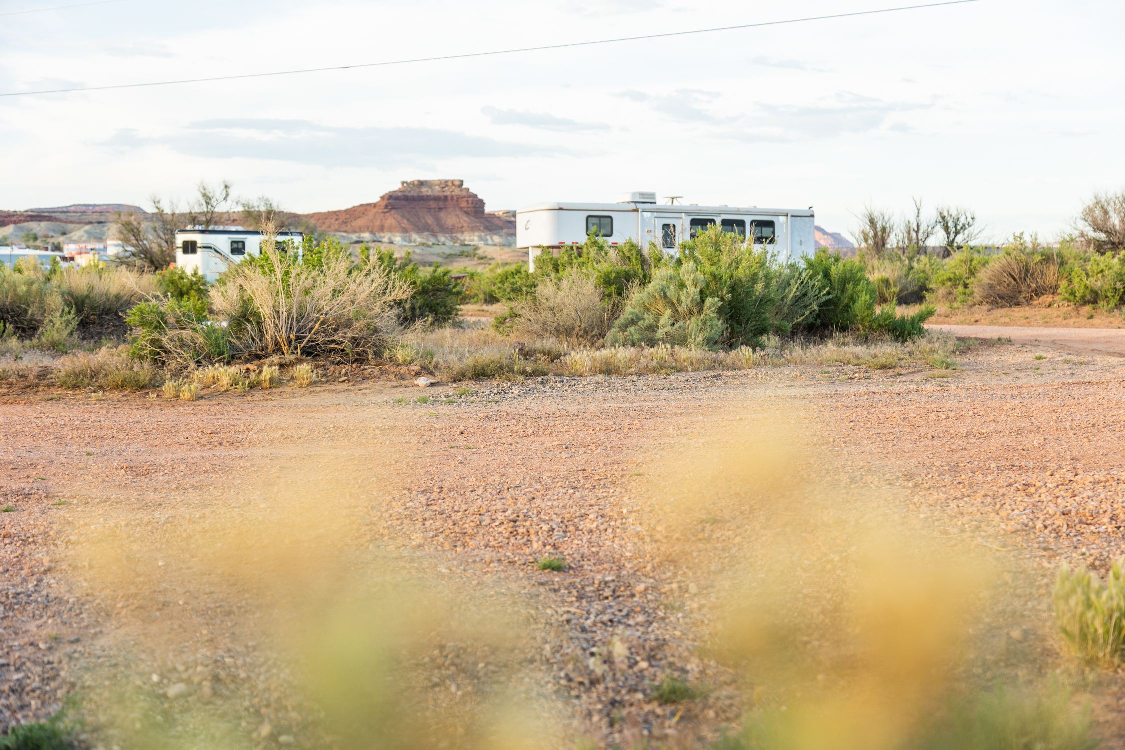 The RV site at Darlene's land is super spacious with amazing views. There was also water and electric and lots of hiking on her property. 