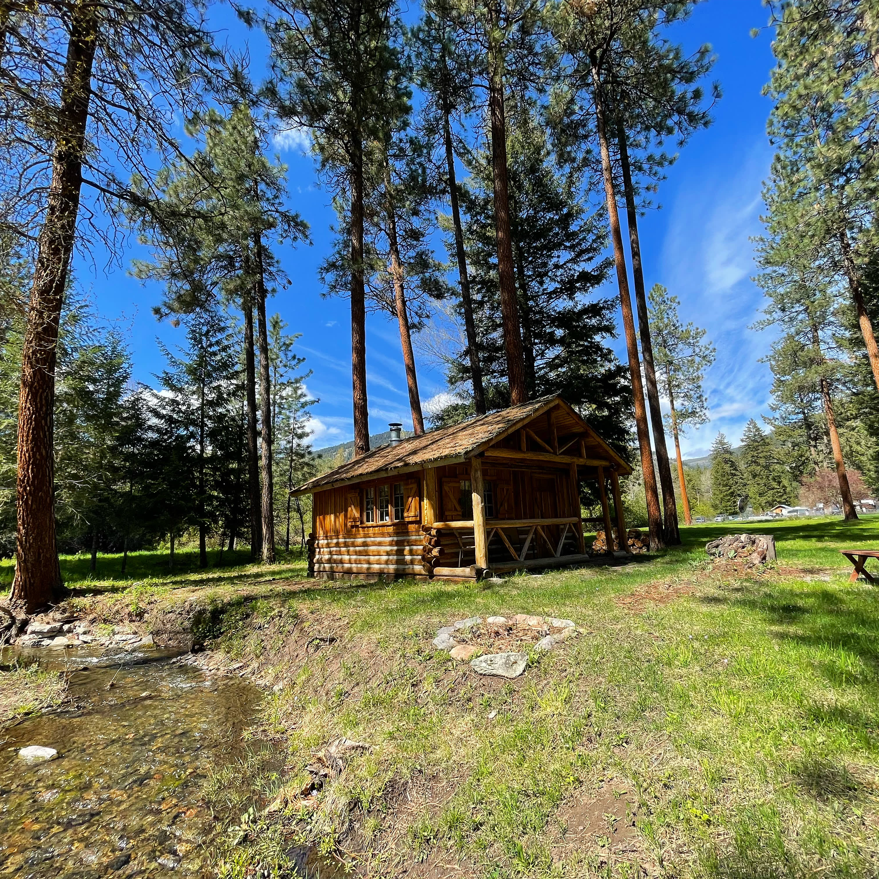 The seasonal creek just outside the front door of the cabin flows from early May to mid-late October depending on weather! 