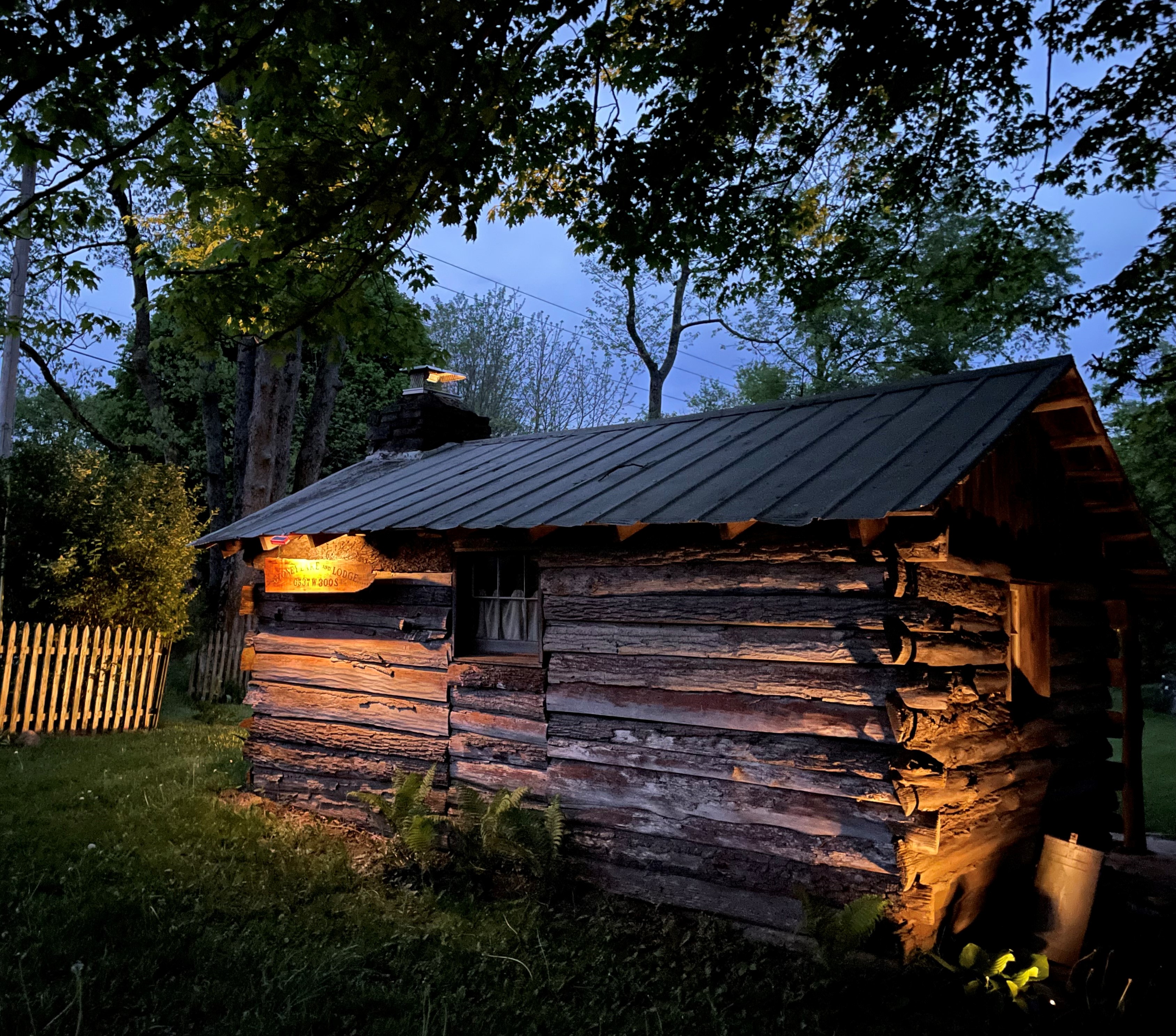 Night photo of our "cabin".