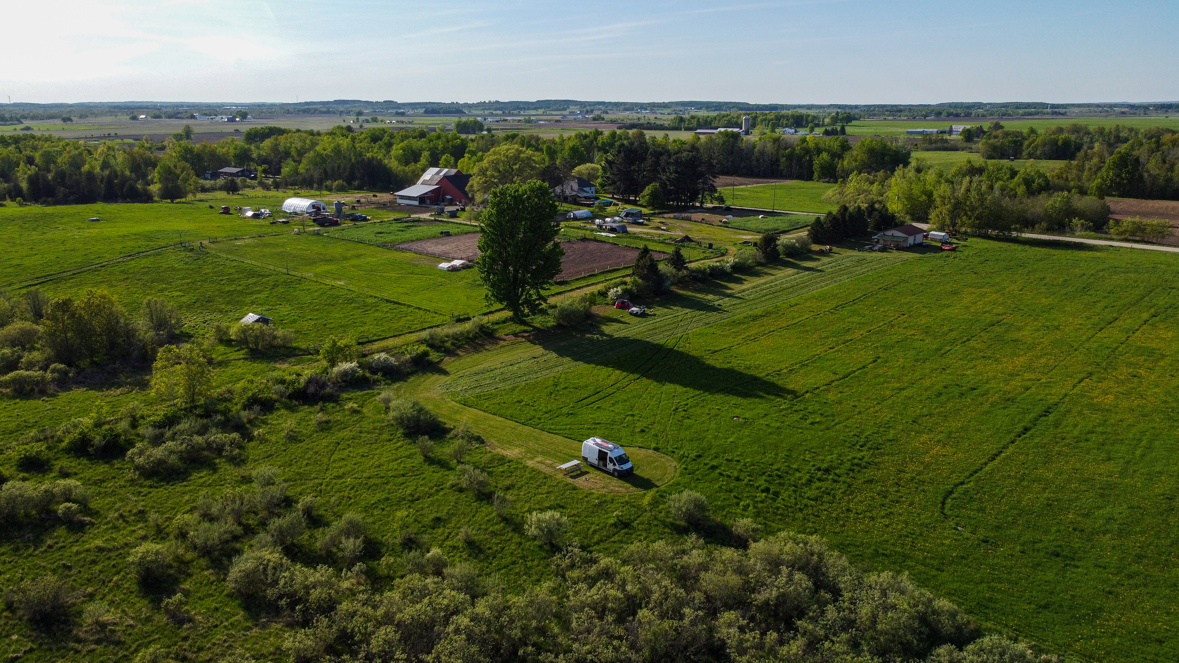 Enjoy a private campsite tucked into the trees along the farm's border. Come visit the farm and enjoy the quiet, relaxing environment with great views.