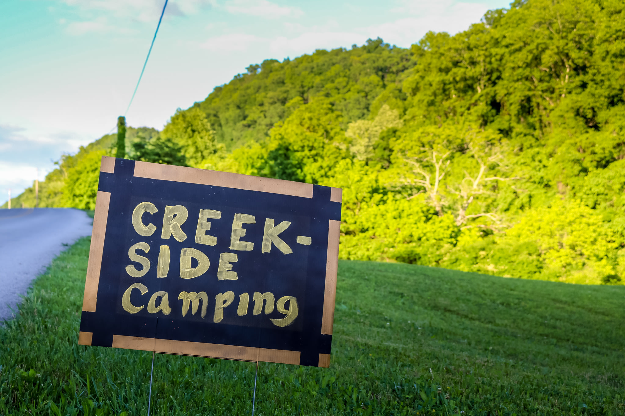 Creekside camping sign!