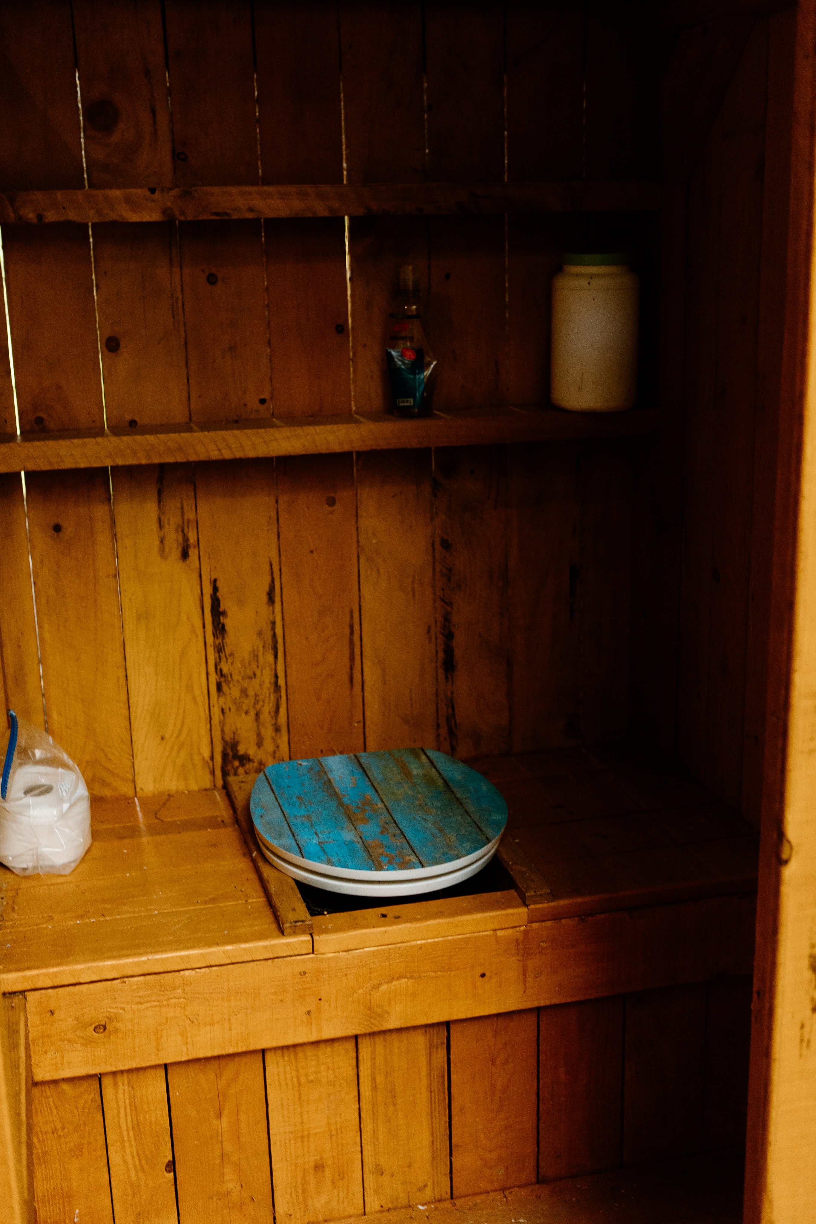inside the outhouse 