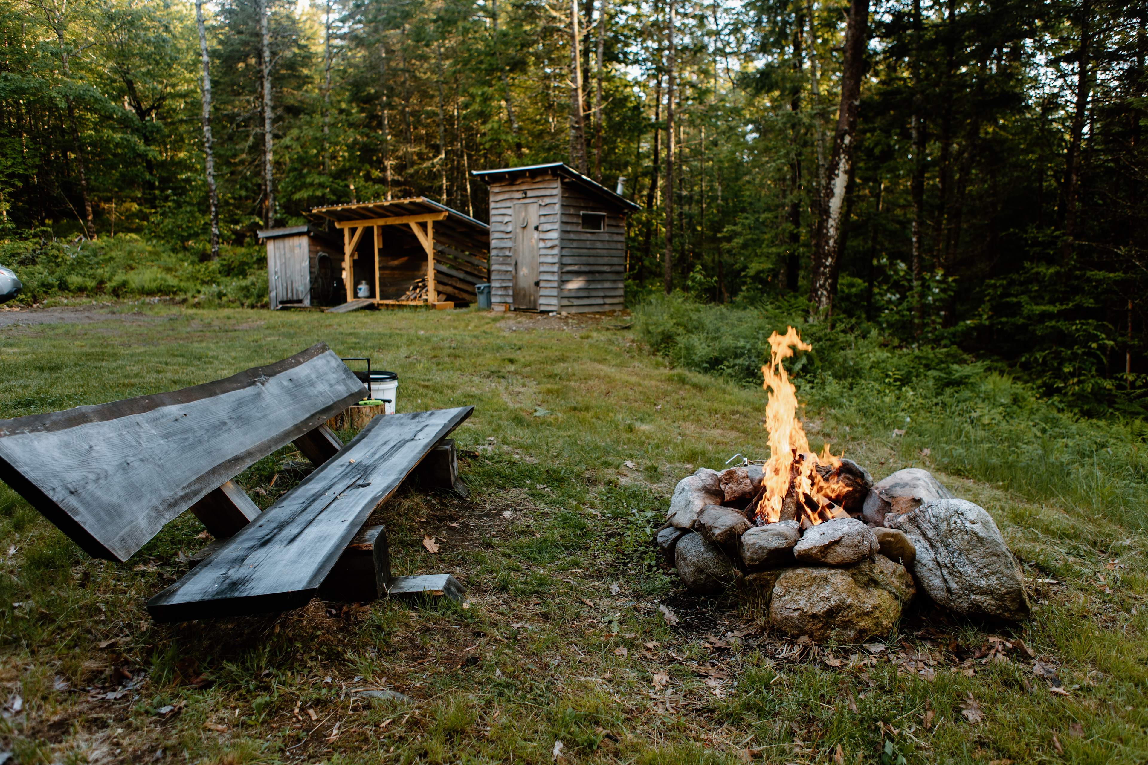 the campfire and outhouse 