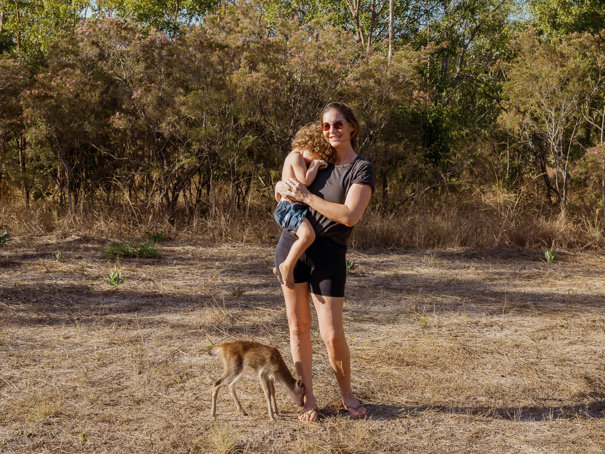 Leila, her husband Tynan, their adorable toddler and their baby fawn came to greet me when I've arrived.