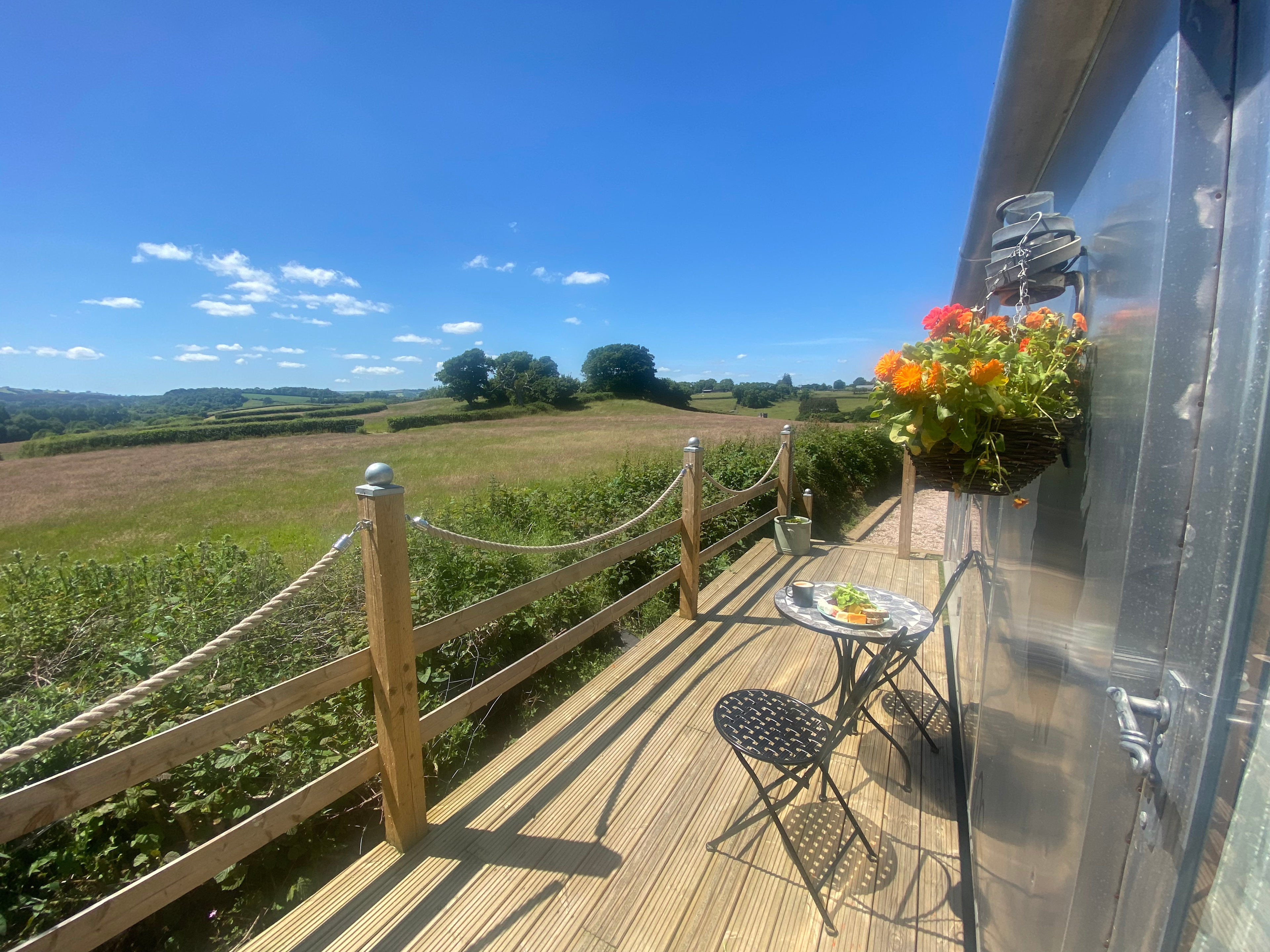 Devon countryside views from the tiny home 