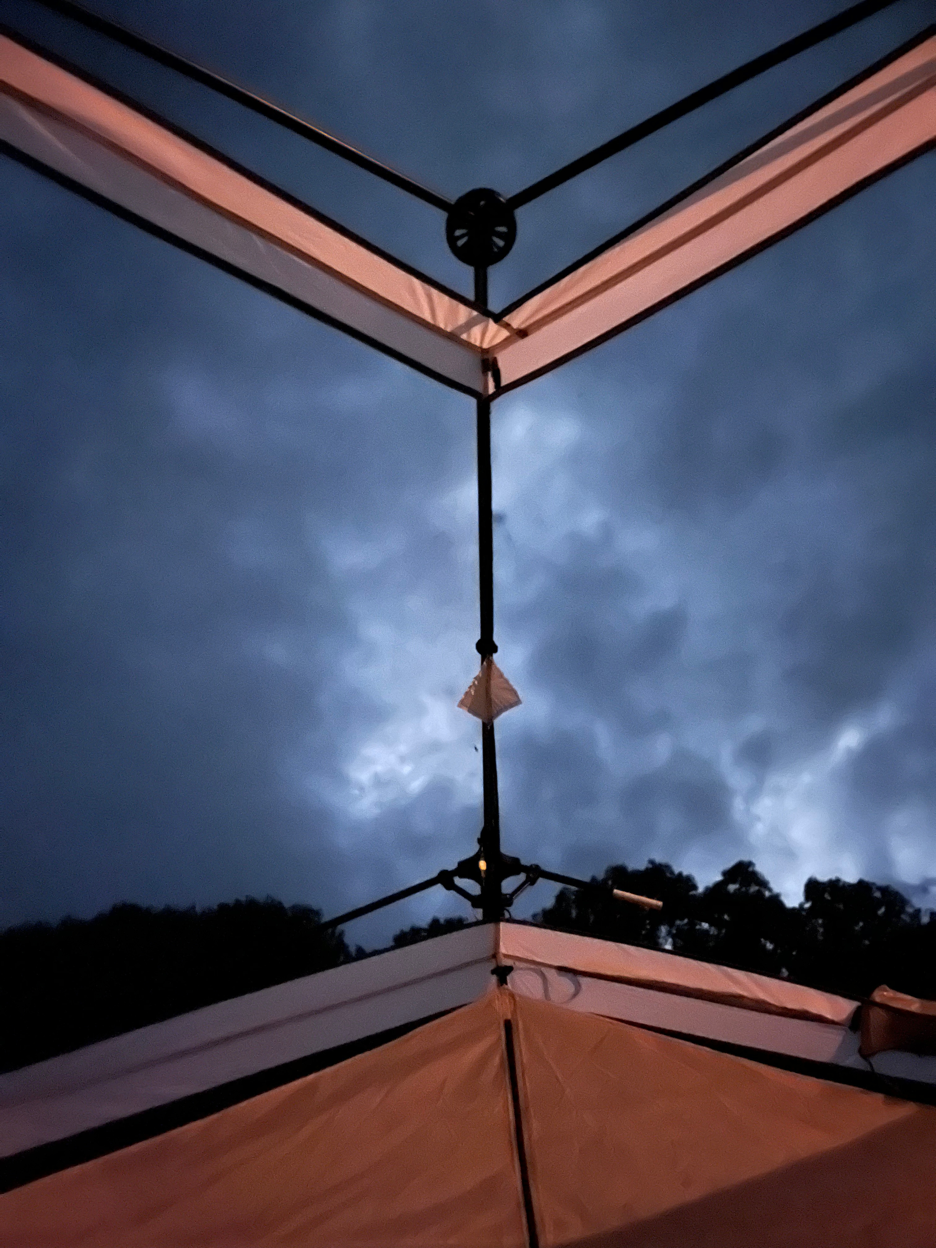 Out the top of my tent at night