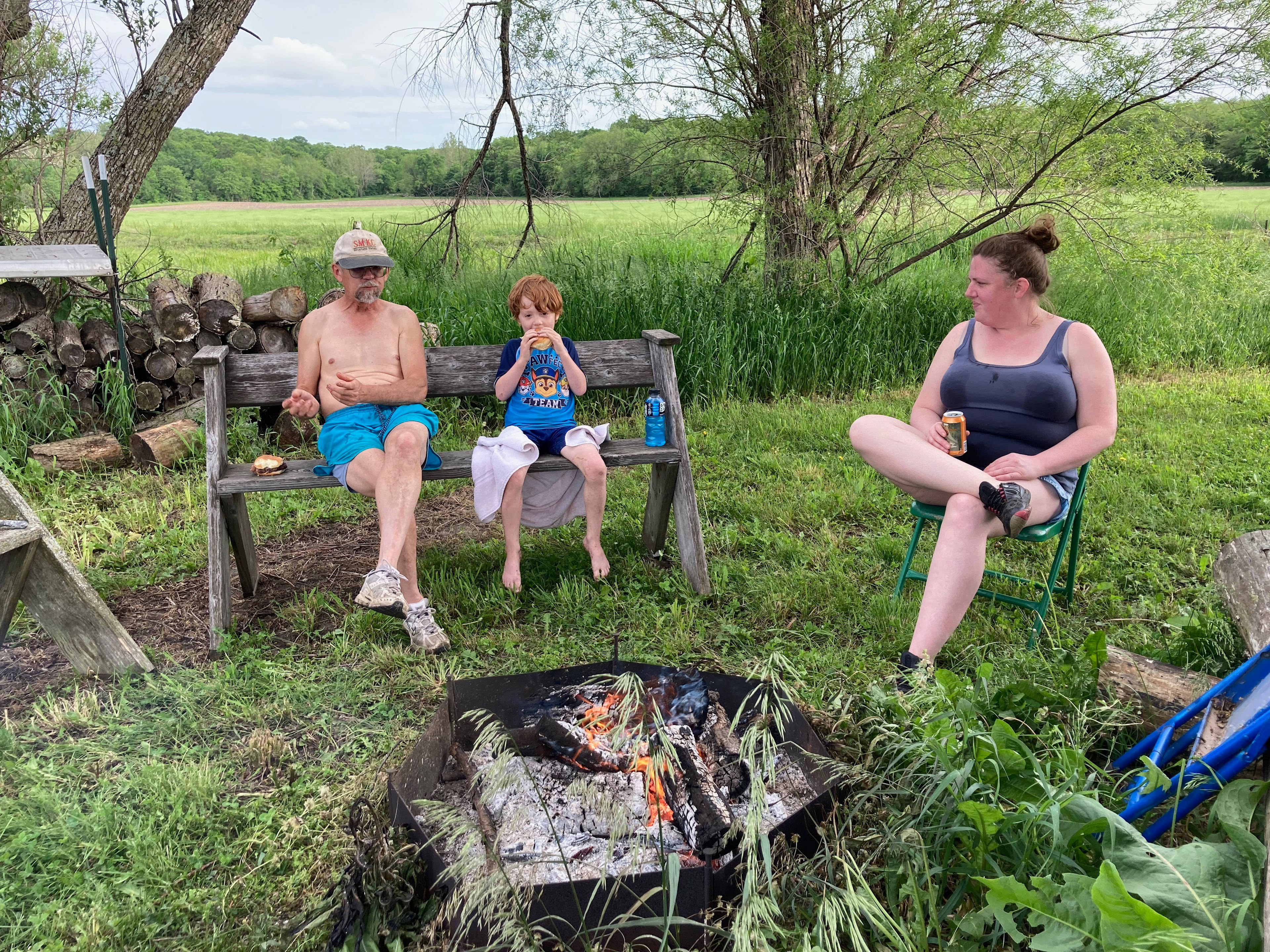 Fire ring at the pond.