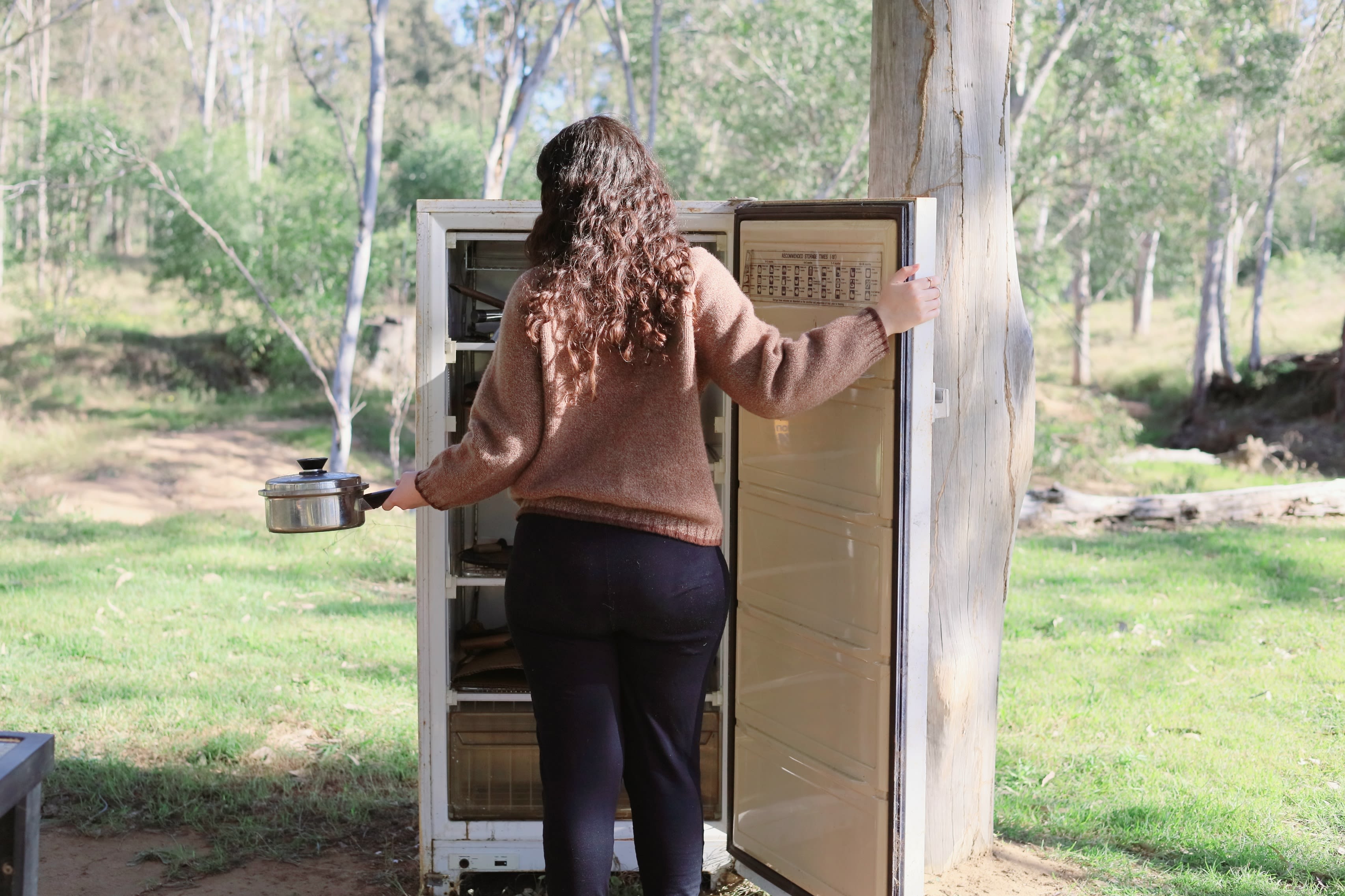 Cookware to use on the fire that can be found in the fridge.