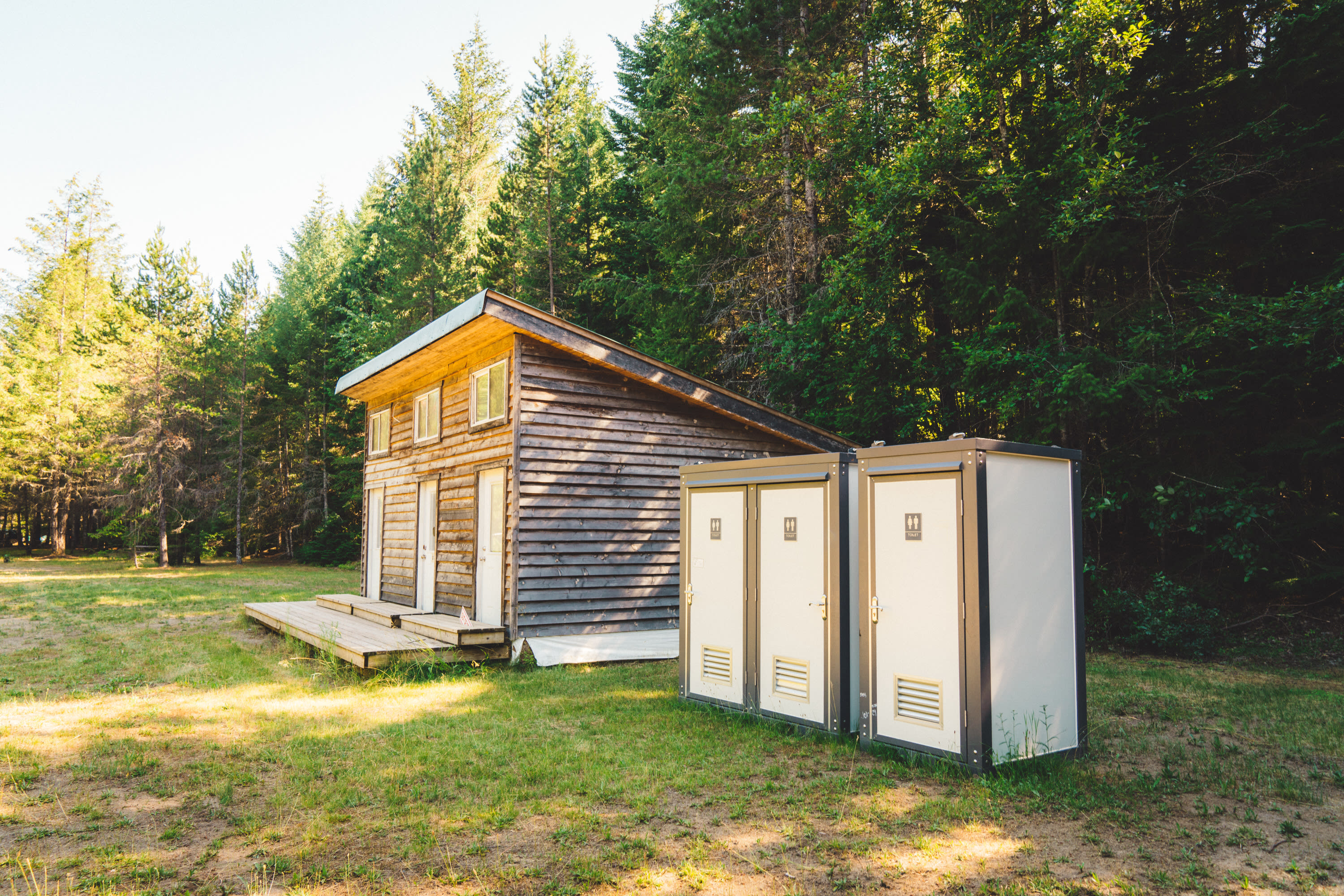 The flushable outhouses in the old section of the campground. 