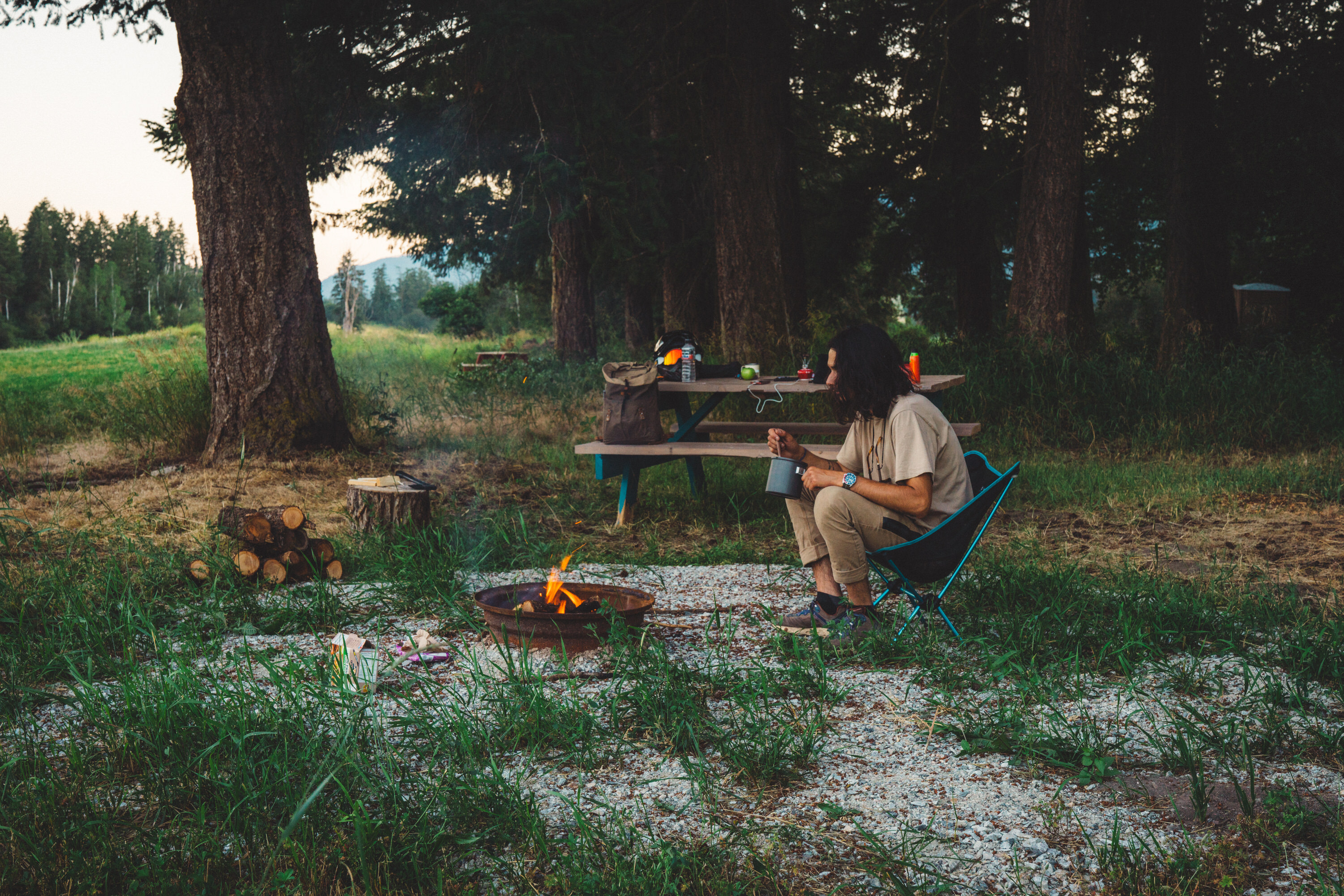 Dinner at the campfire.