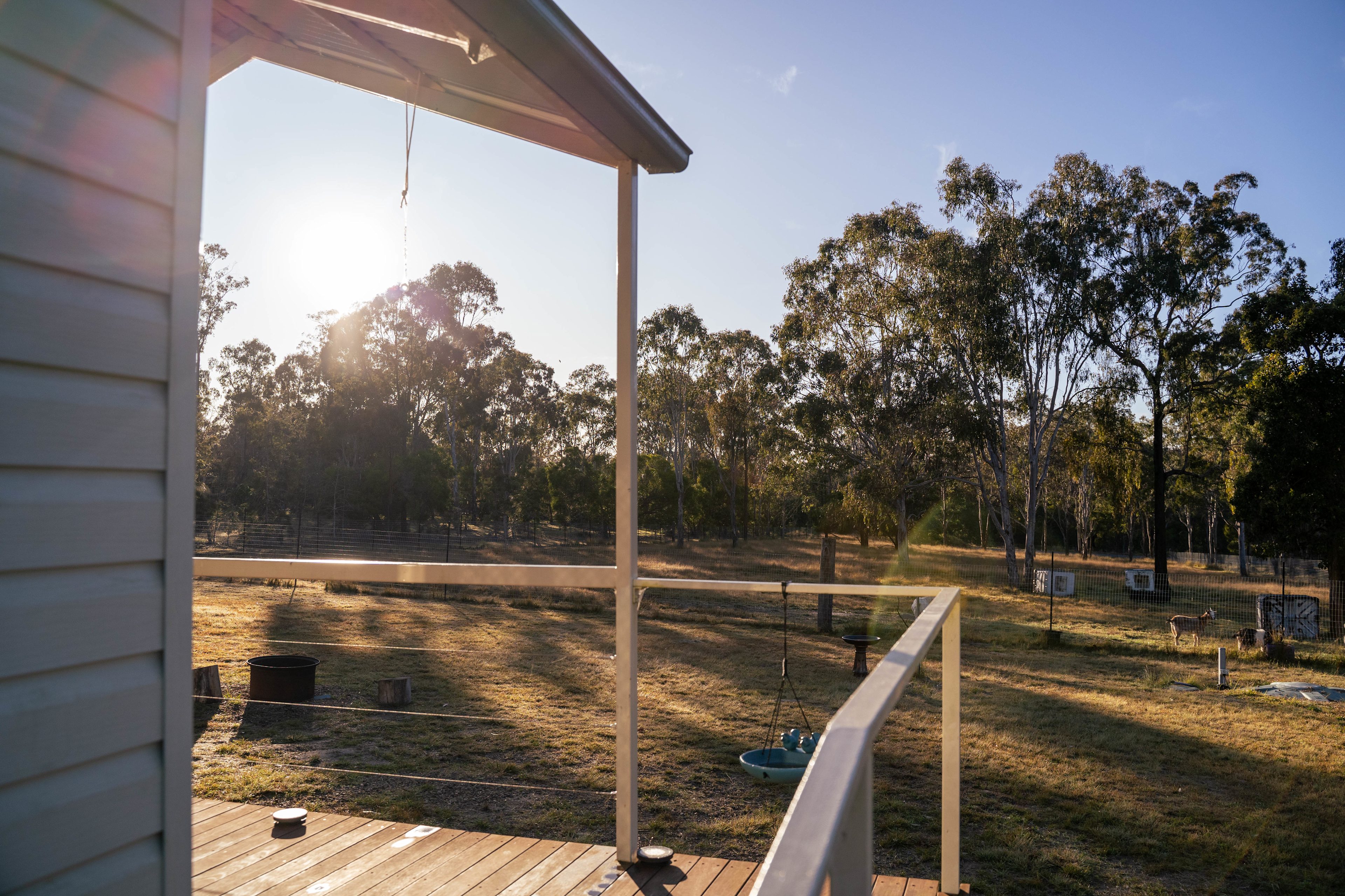 The morning sun shines directly onto the deck, creating a welcoming space to have your breakfast. 