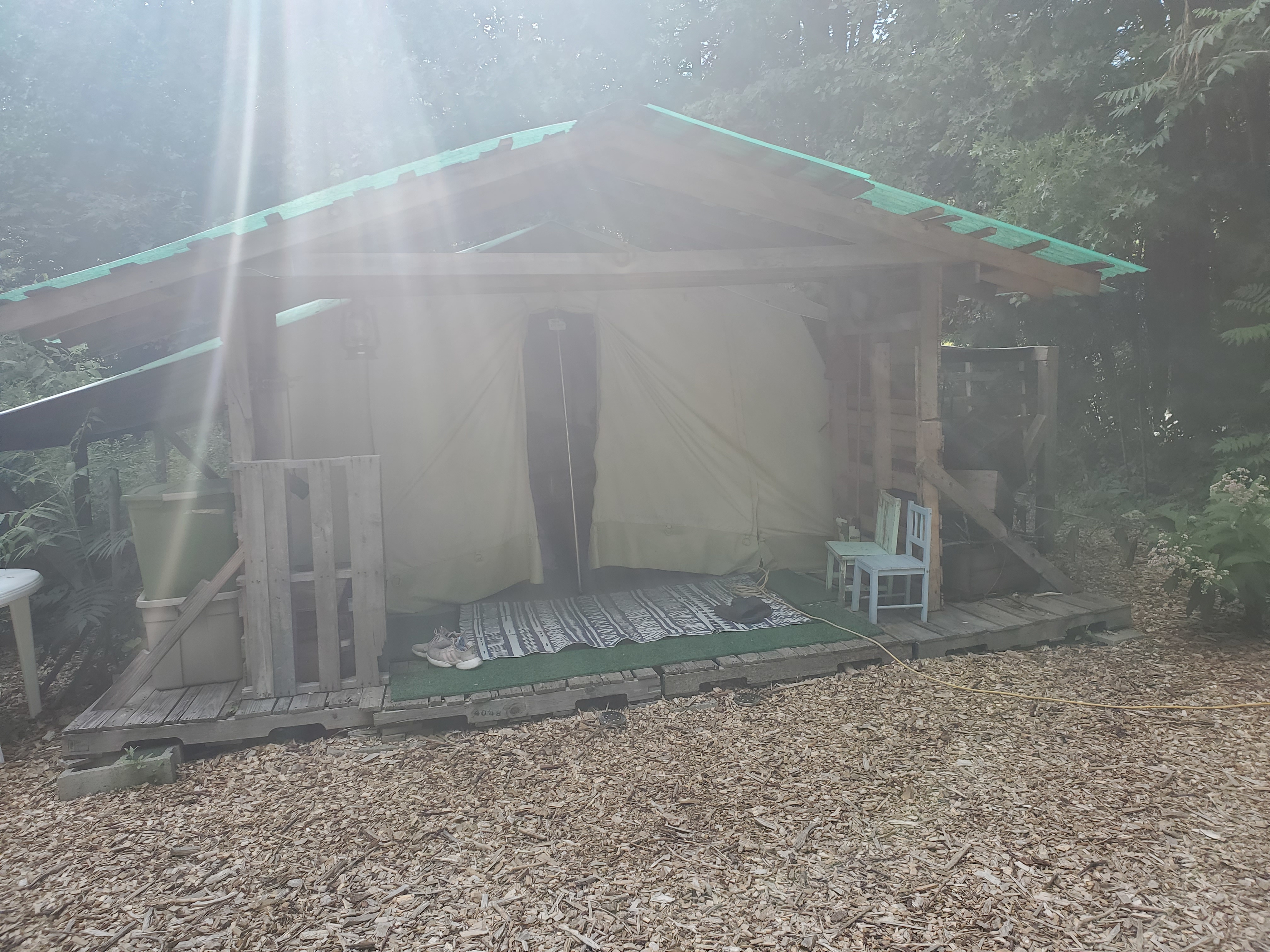 outside of the tent