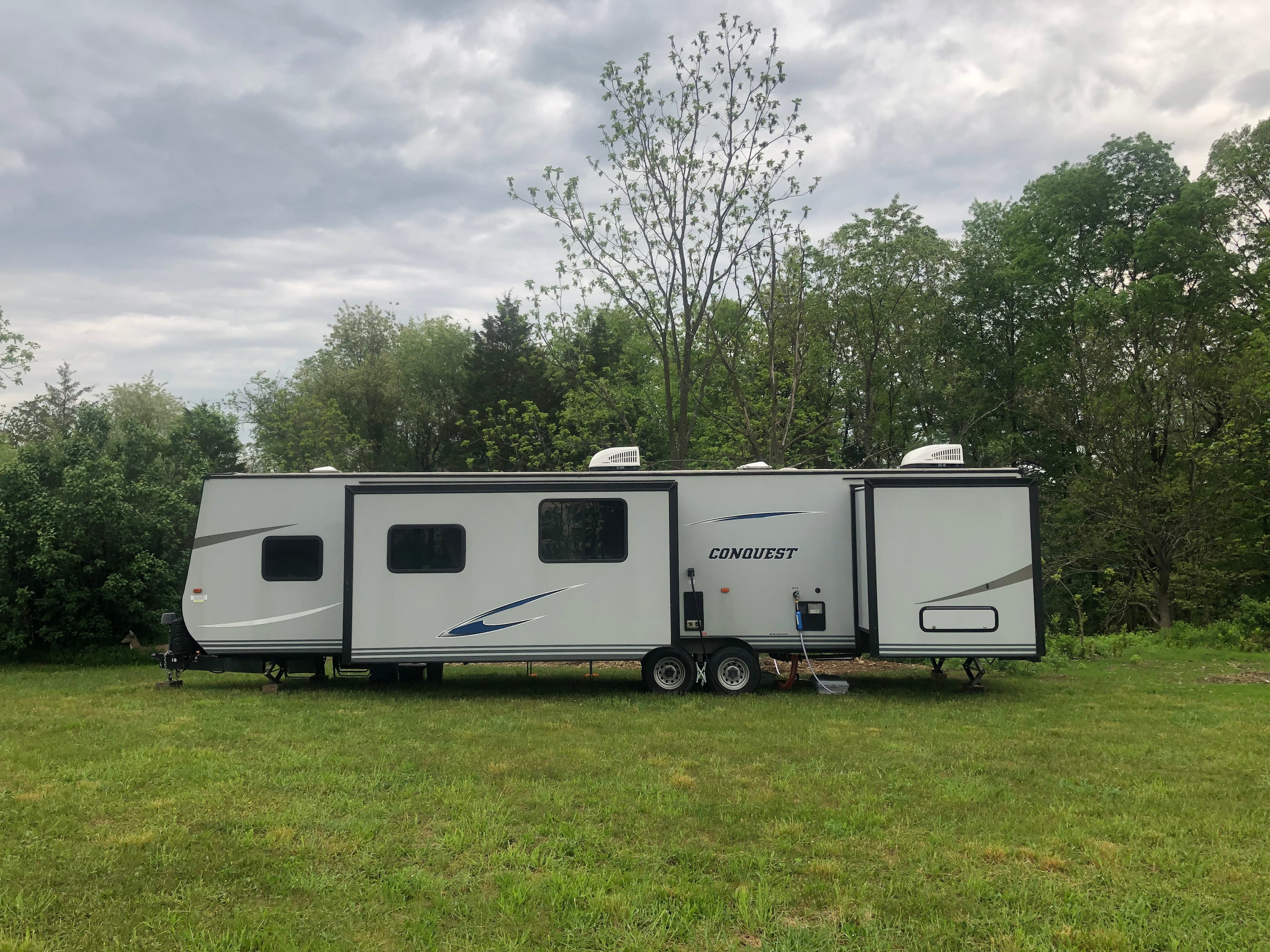 Looking east, a massive park model