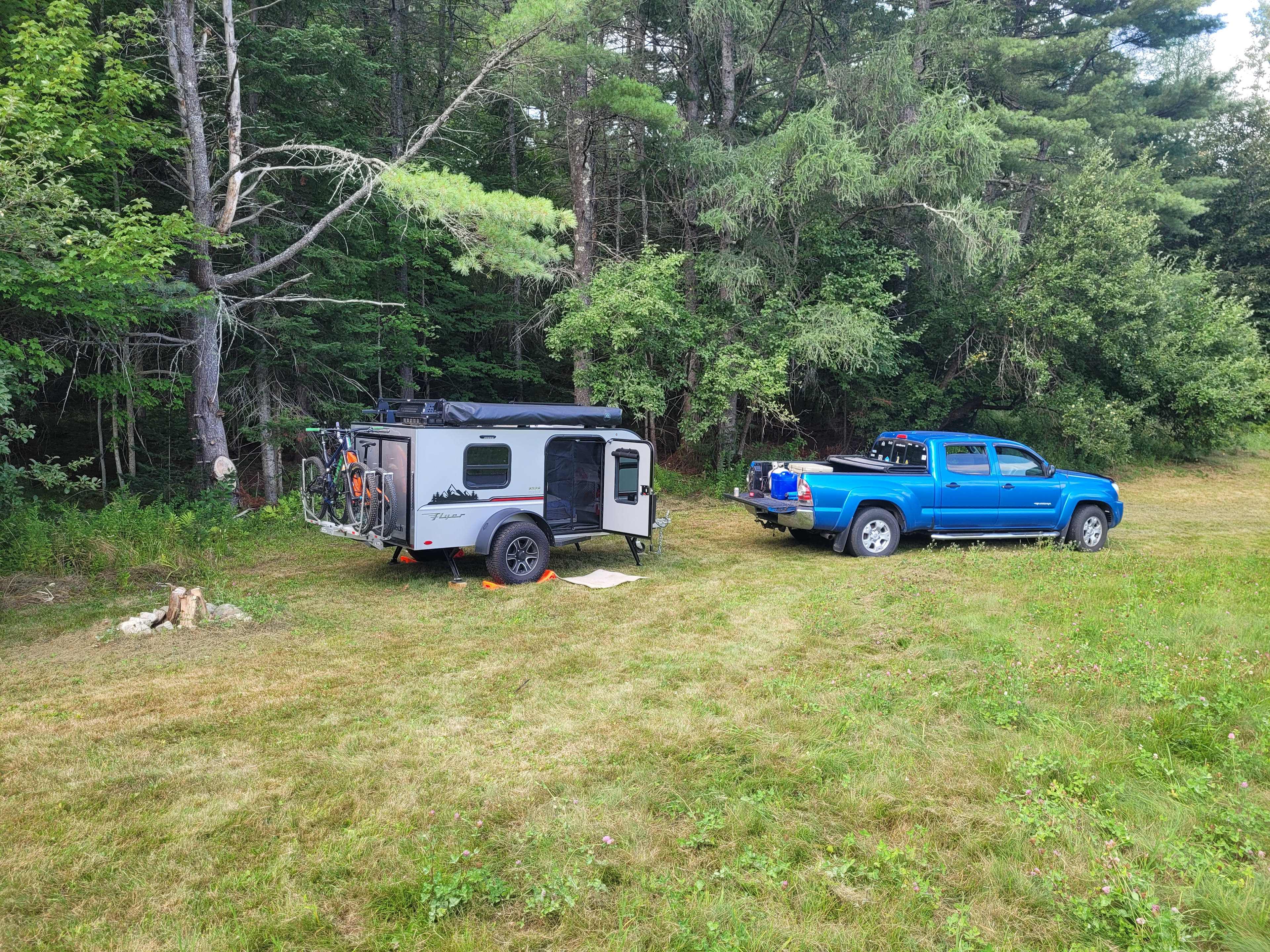 Private field and woods camping